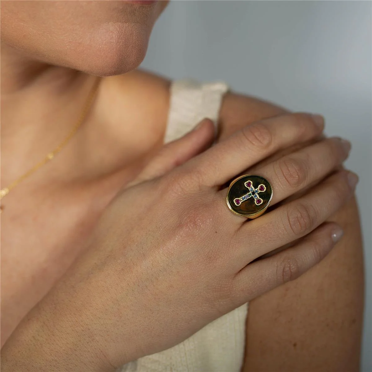 Anillo Lakza De Plata De Ley 925 Con Baño De Oro A - Lakza MULTICOLOR - Image 4