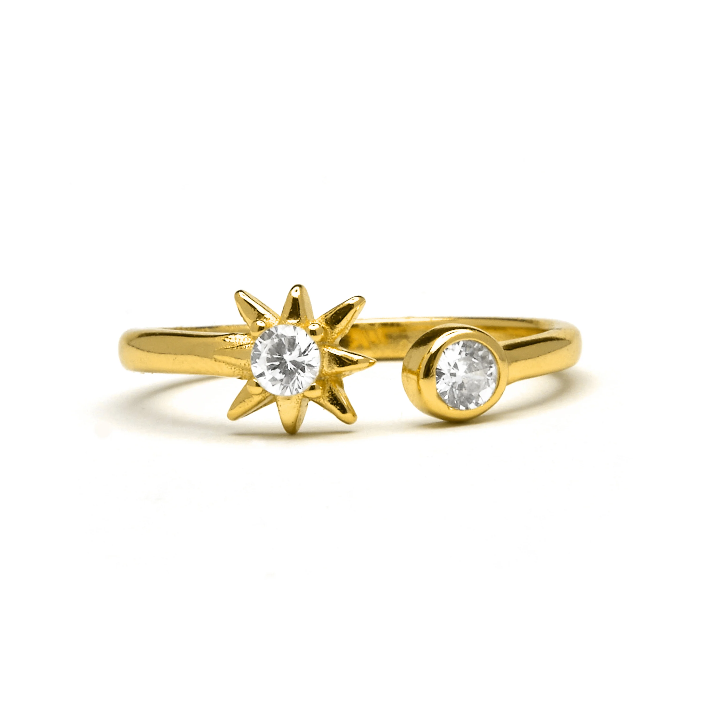 Anillo de Plata de Ley 925 con Circonita Brillante acabado en oro amarillo 18K - Lialt - Image 3