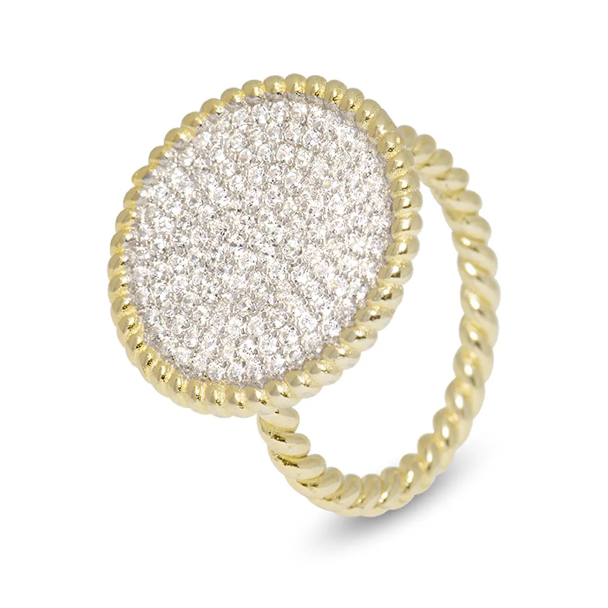 Anillo Mabou Plata, Oro Amarillo y Circonitas - Mabou BLANCO