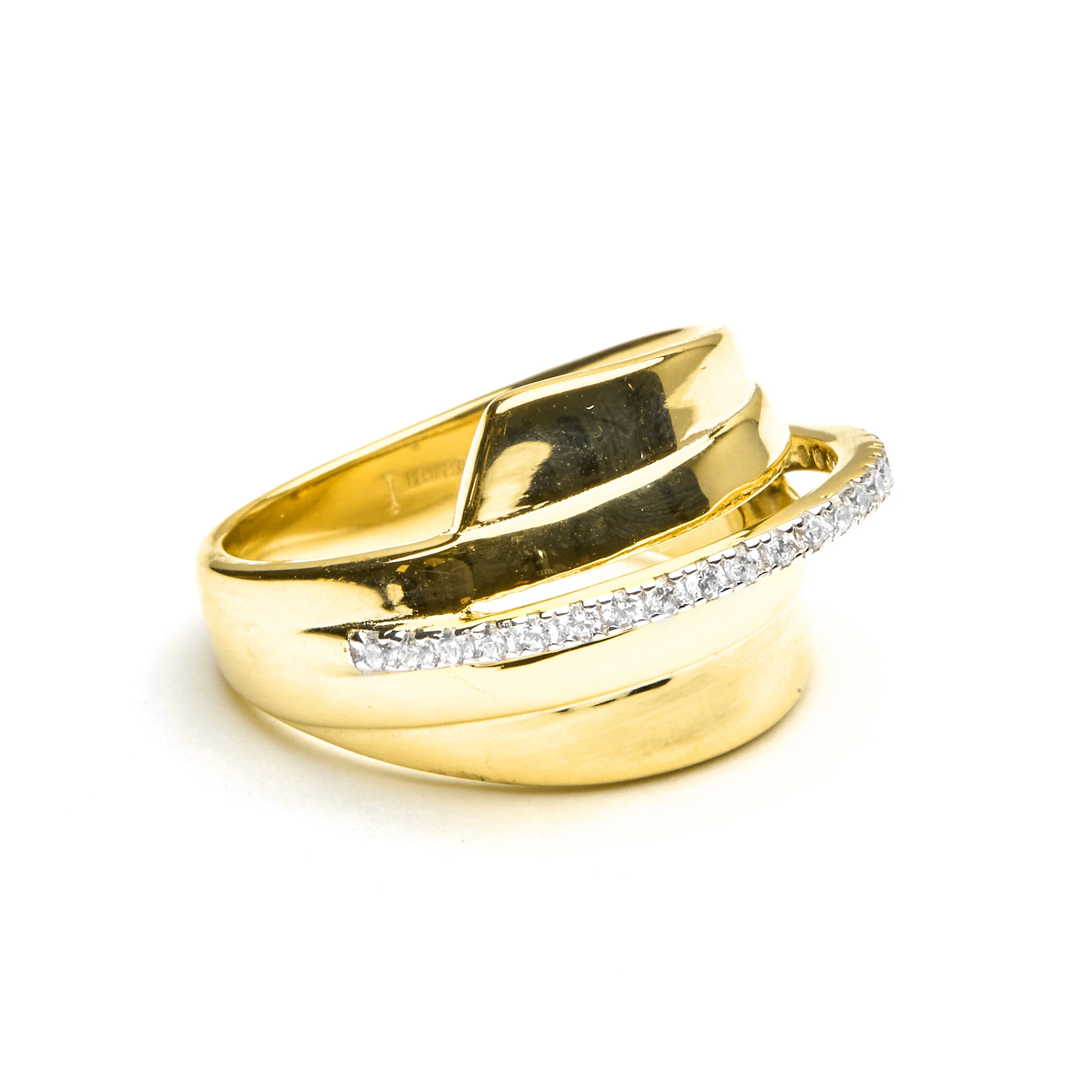 Anillo de Plata de Ley 925 y Circonita Brillante acabado oro 18k - Makho - Image 3