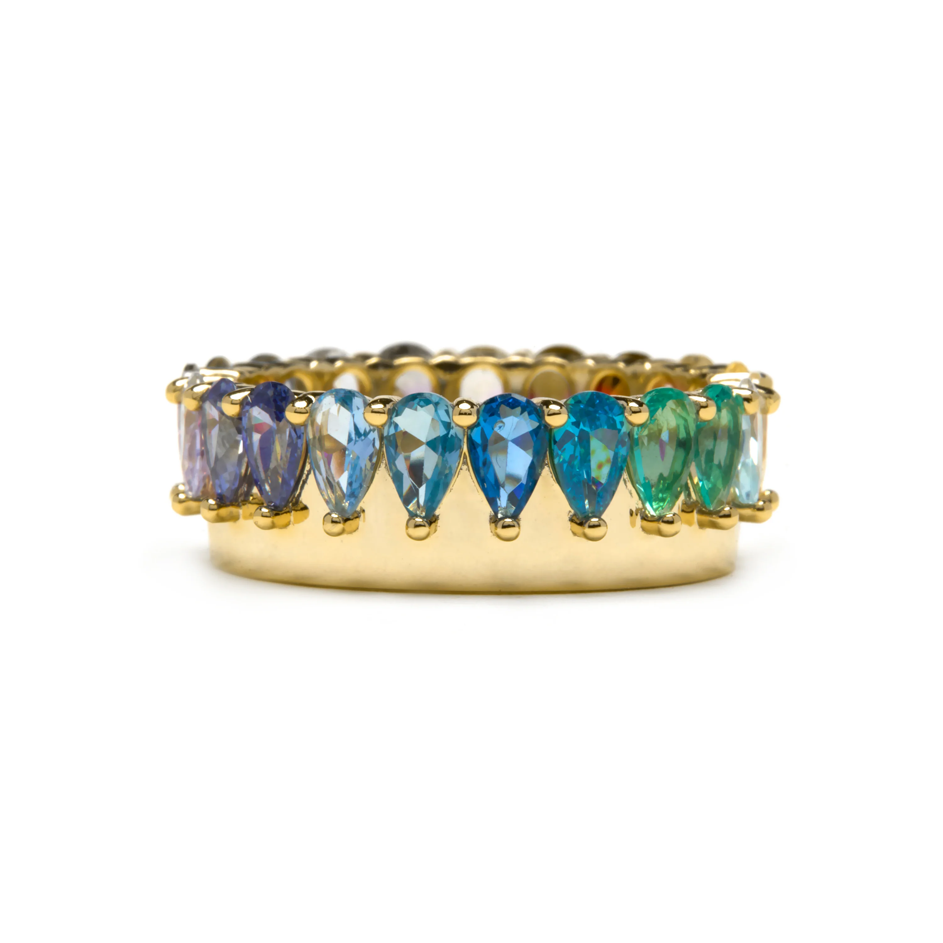 Anillo de Plata de Ley 925 y Circonita Multicolor acabado en oro amarillo 18k - Maskai - Image 4