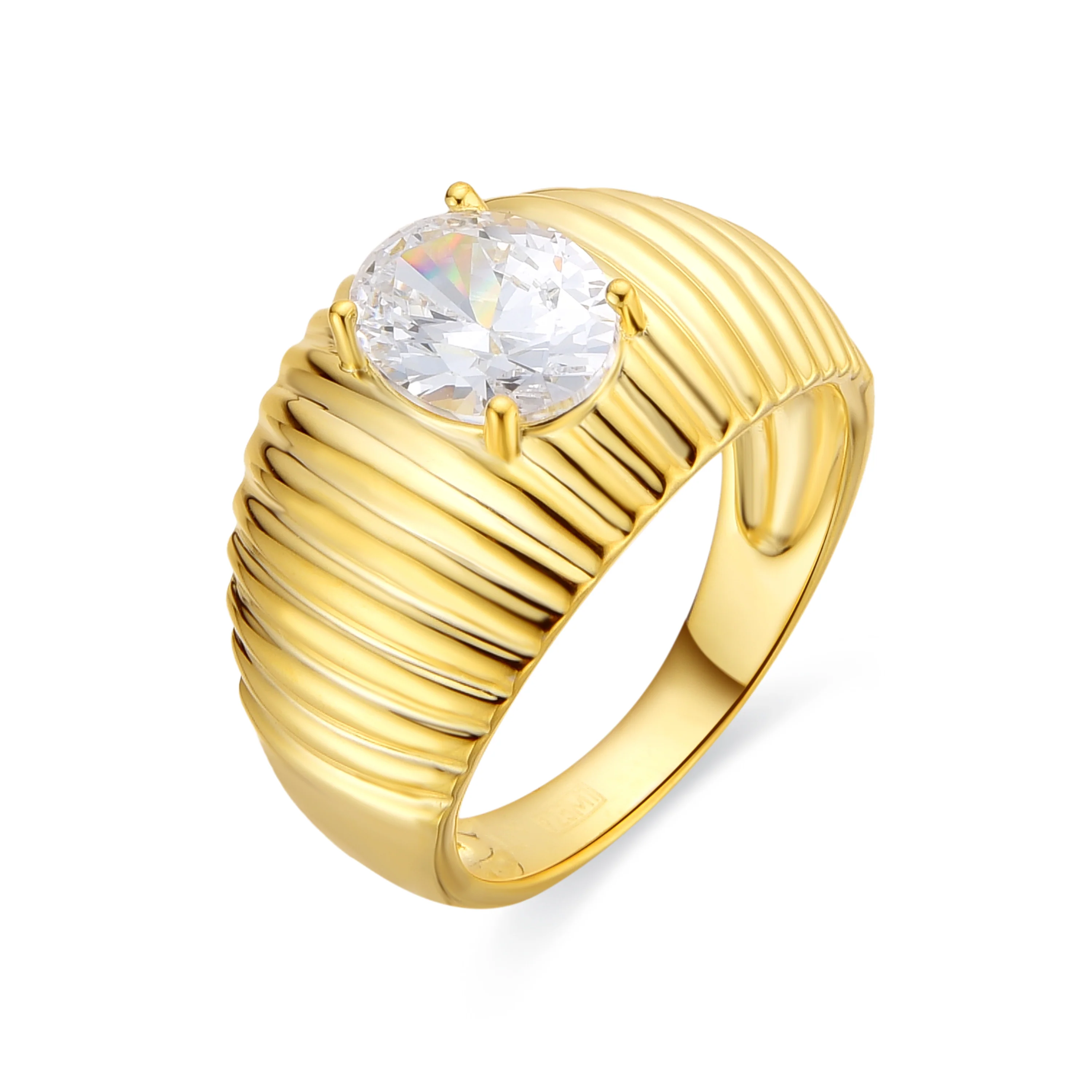 Anillo de Plata de Ley 925 y Circonita Brillante acabado oro amarillo de 18k - Metri