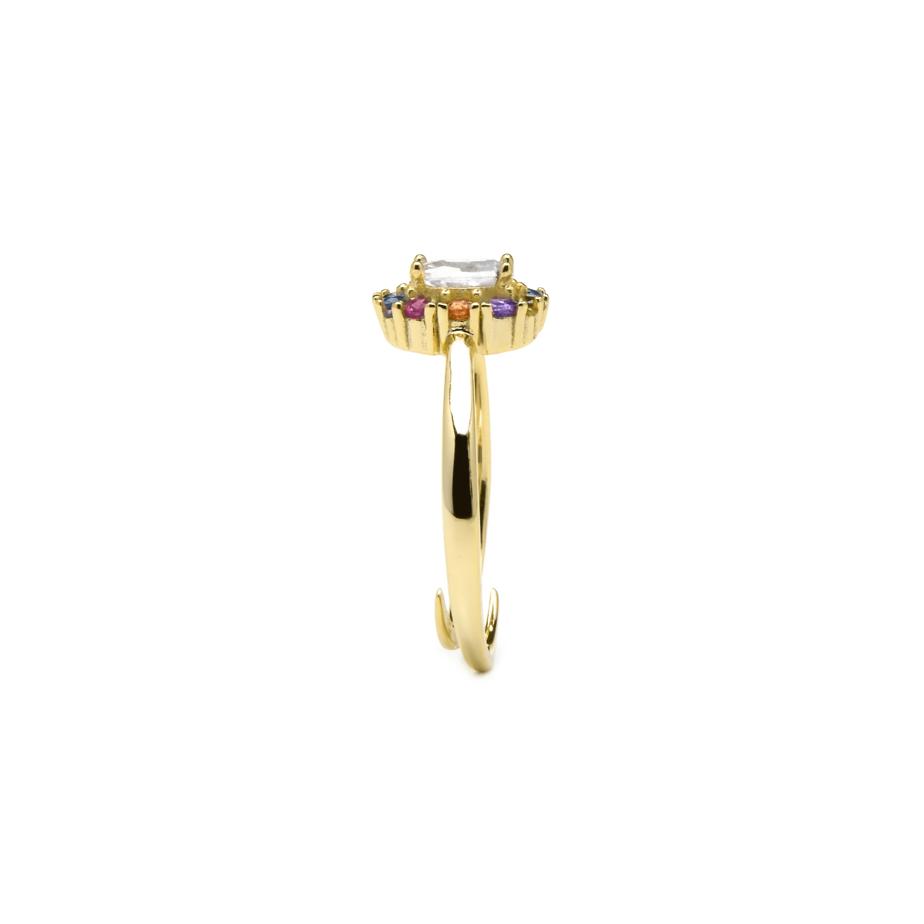 Anillo de Plata de Ley 925 y Circonita Multicolor acabado oro amarillo de 18k - Mezay - Image 3