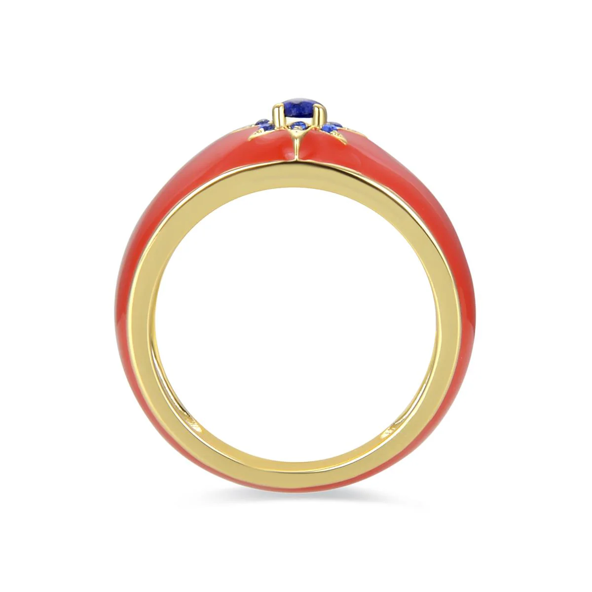 Anillo Minkha acabado en Oro Amarillo de 18 Kts - Minkha AZUL - Image 4