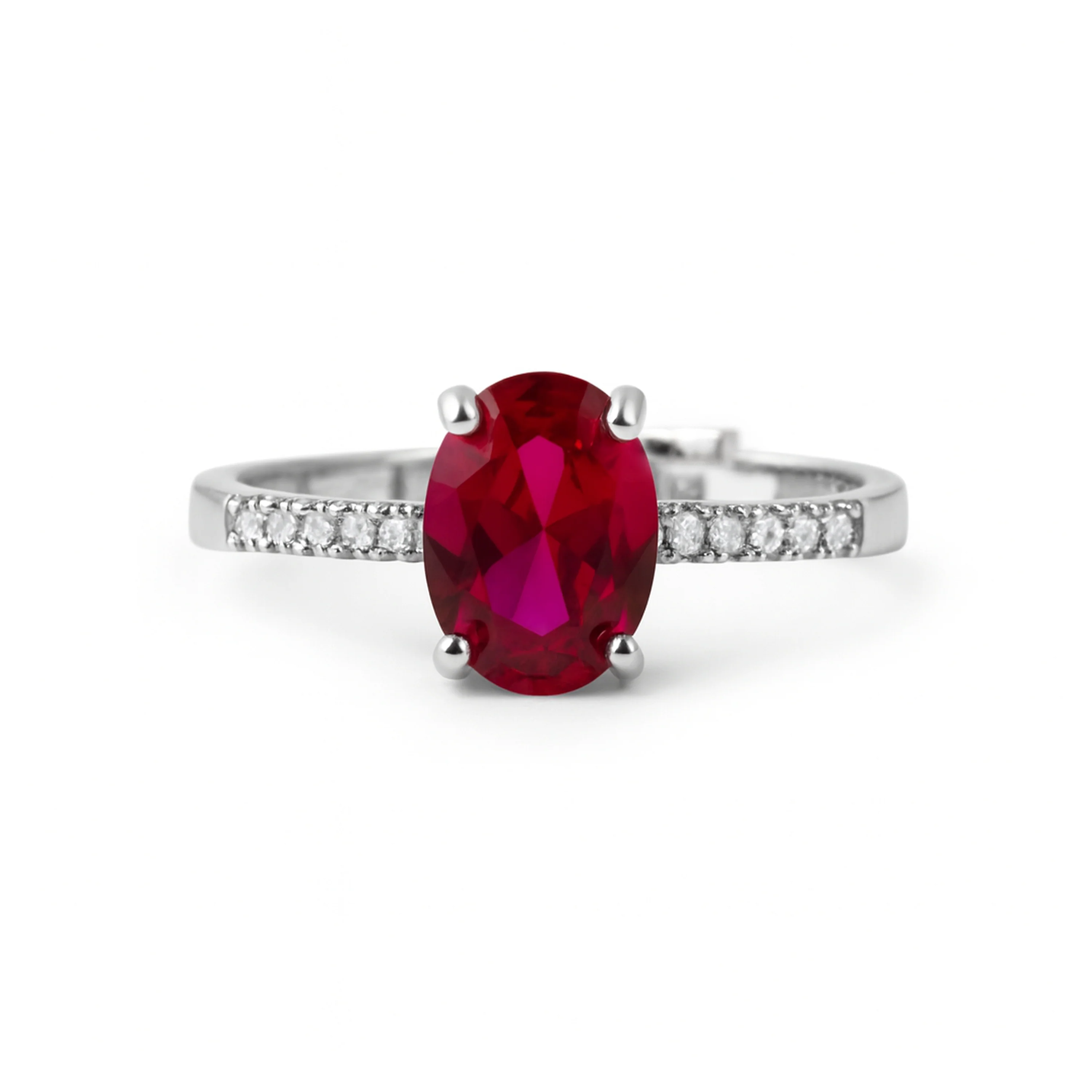 Anillo de Circonita Rubí acabado en rodio - Misze - Image 3
