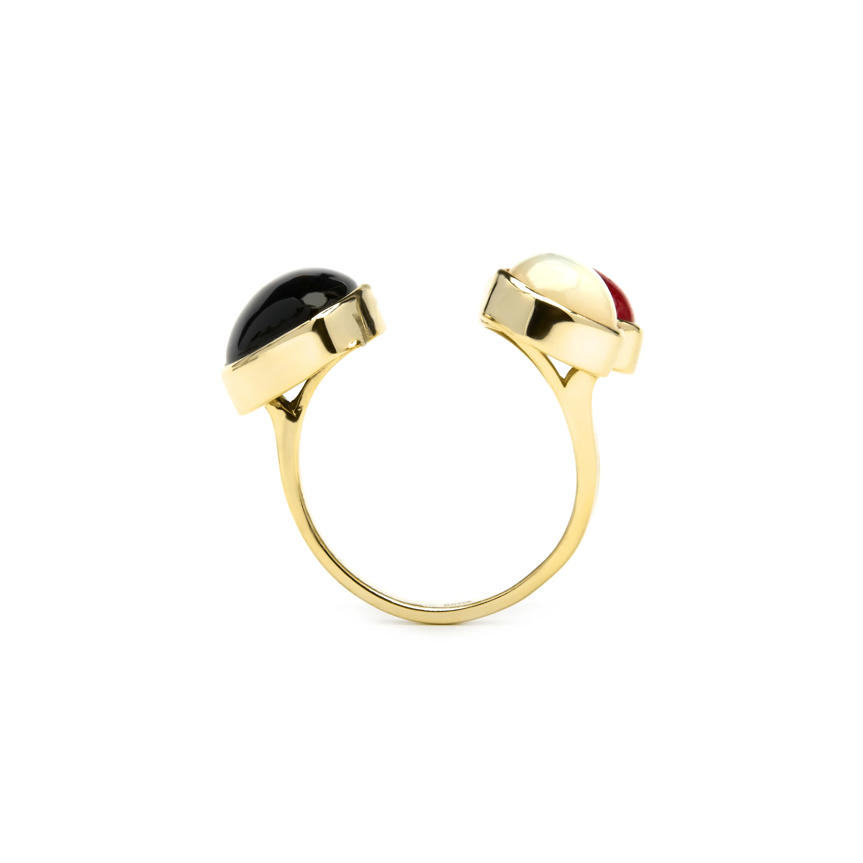 Anillo de Plata de Ley 925 y Cuarzo Hidrotermal Onix acabado oro amarillo de 18k - Miya - Image 5