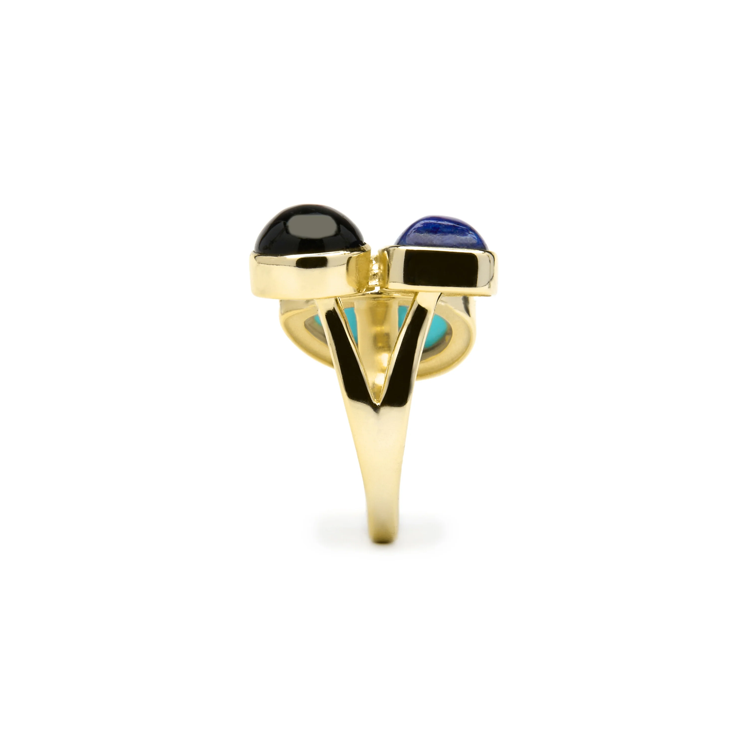 Anillo de Plata de Ley 925 y Cuarzo Hidrotermal Verde Paraiba acabado oro amarillo de 18k - Miya - Image 3