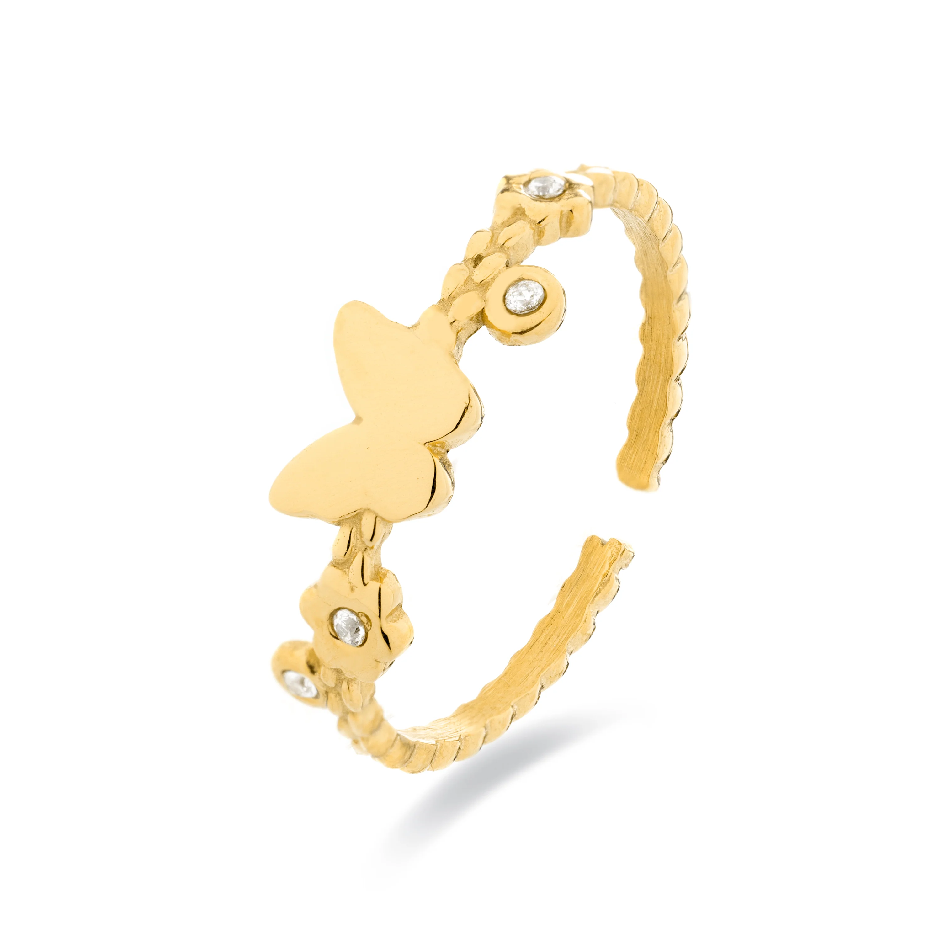 Anillo de Circonita Brillante acabado en oro amarillo 18K- Moki