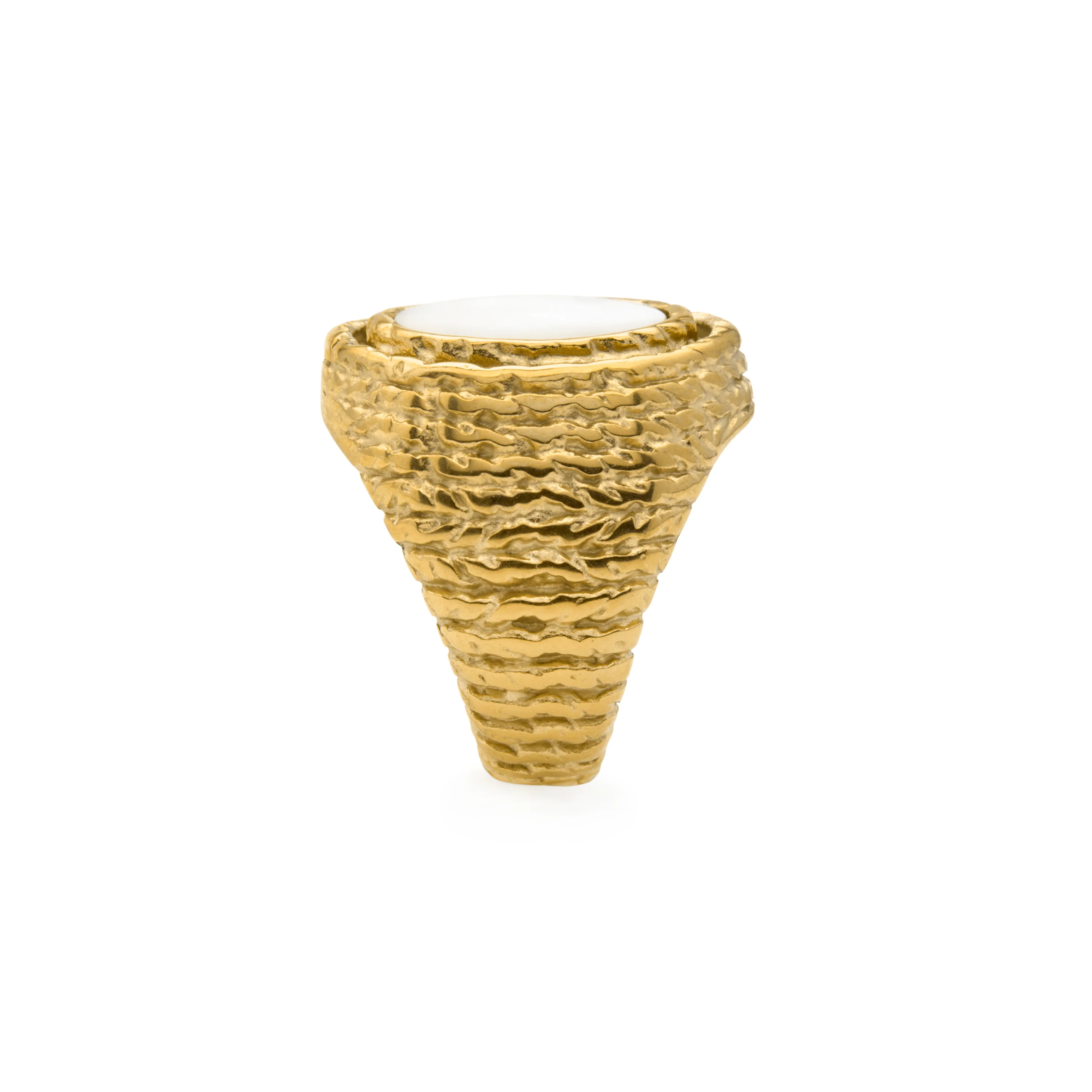 Anillo de Madreperla Blanca acabado en oro amarillo 18k - Mysdan - Image 3