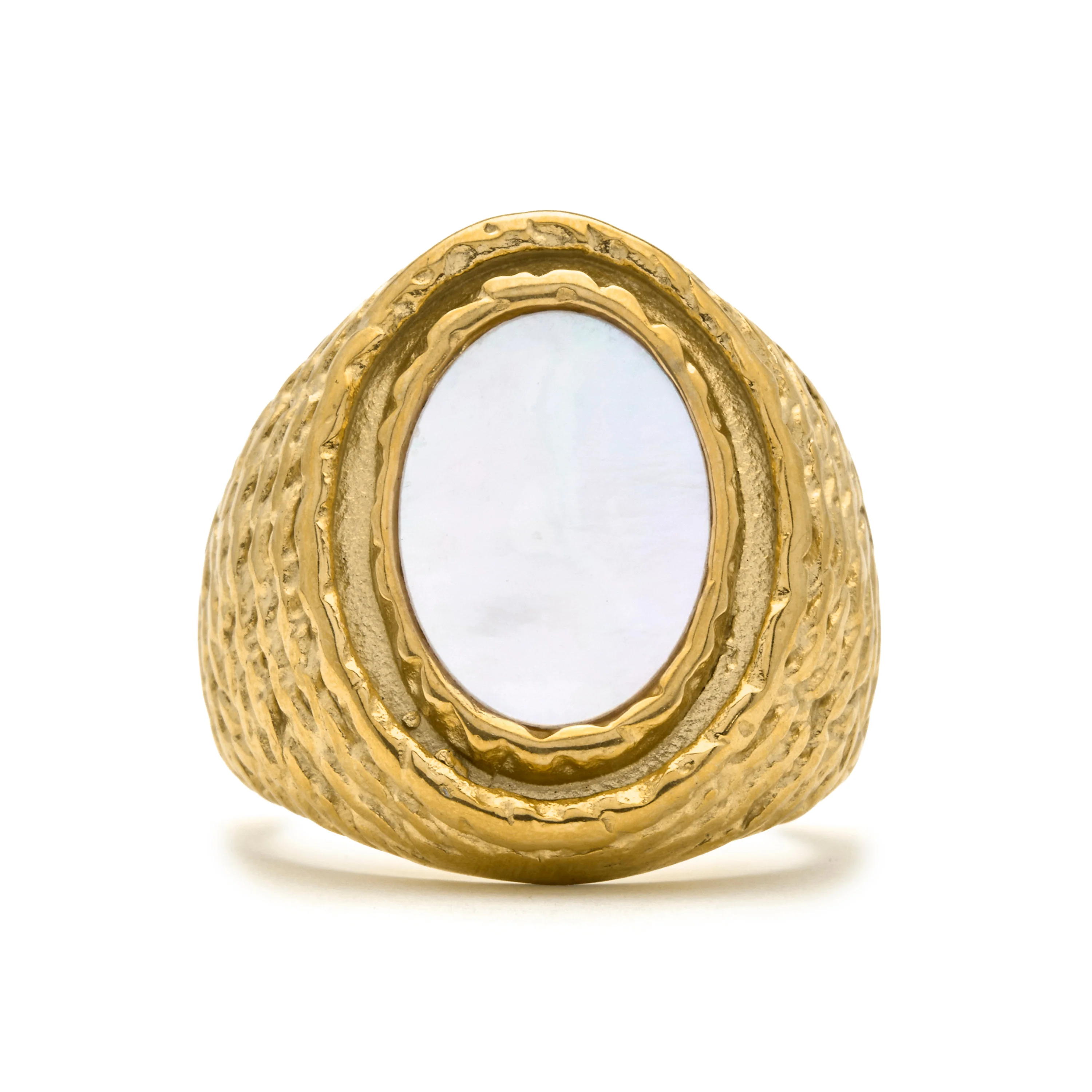 Anillo de Madreperla Blanca acabado en oro amarillo 18k - Mysdan - Image 5