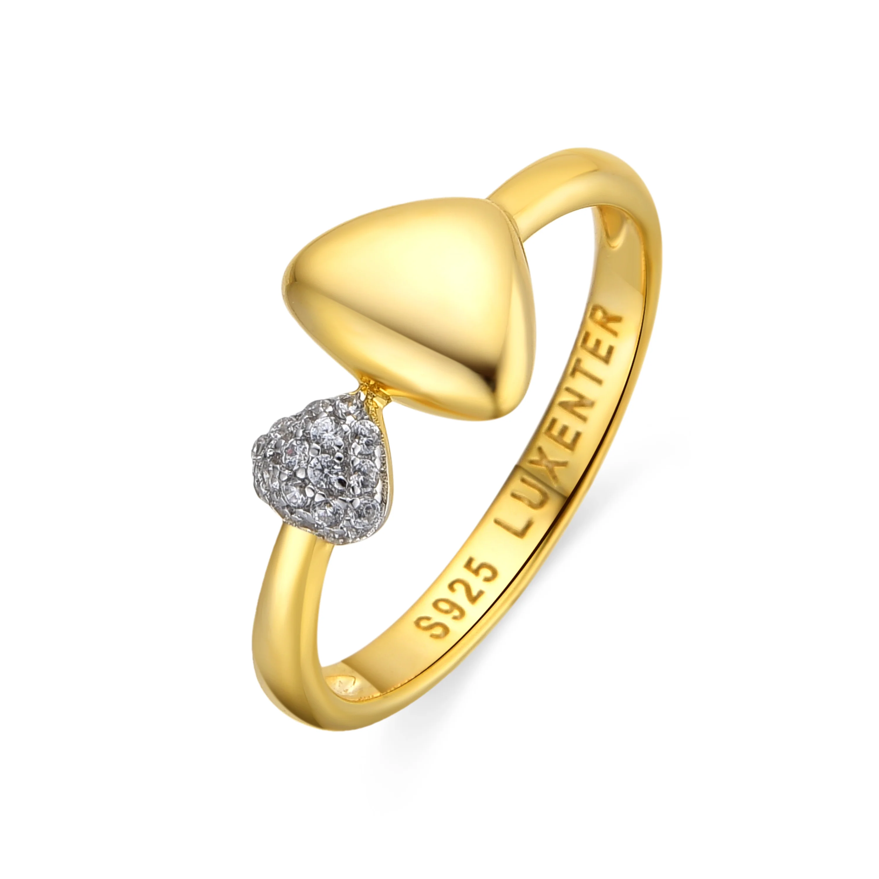 Anillo de Plata de Ley 925 y Circonita Brillante acabado oro amarillo de 18k - Pesha