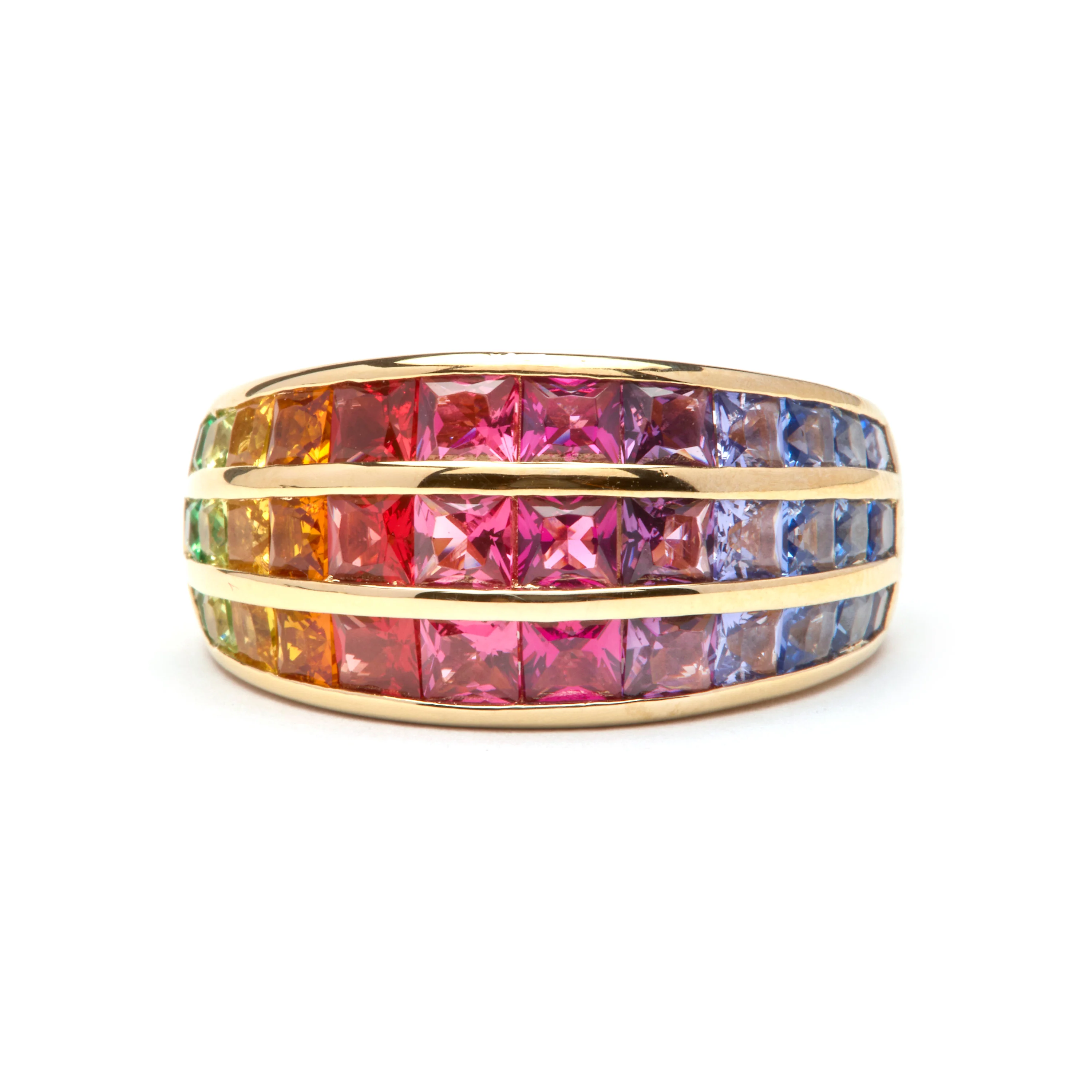 Anillo de Plata de Ley 925 y Circonita Multicolor acabado en oro amarillo 18k - Pilmad - Image 4