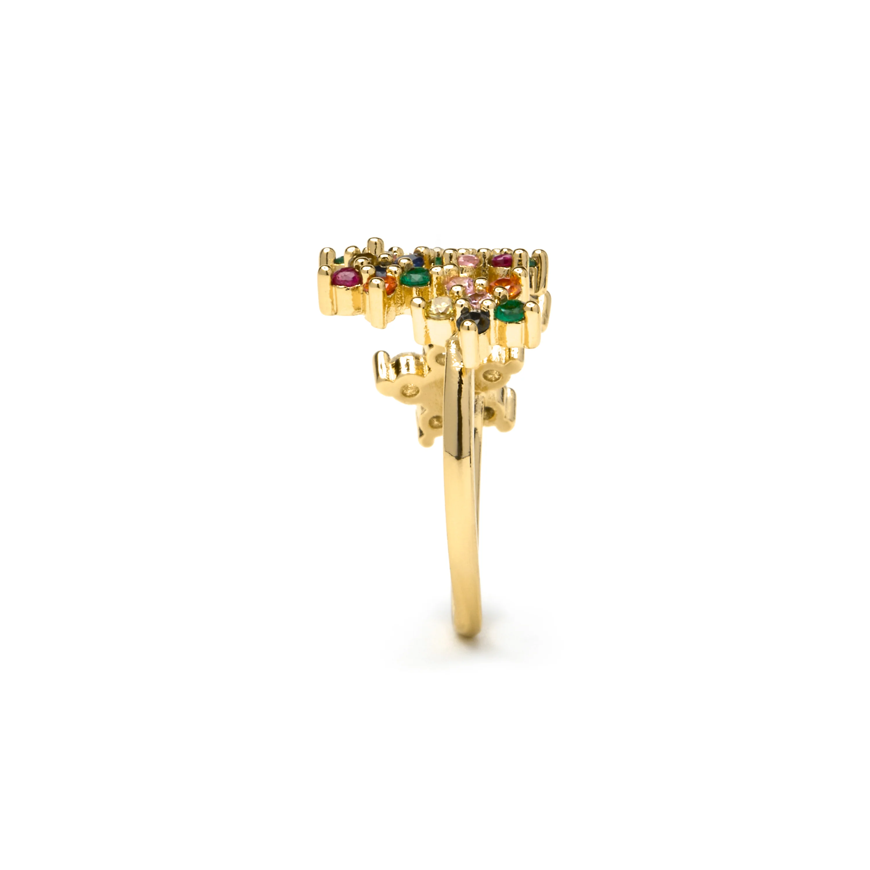 Anillo con Circonita Multicolor acabado oro 18k - Qianvi - Image 3