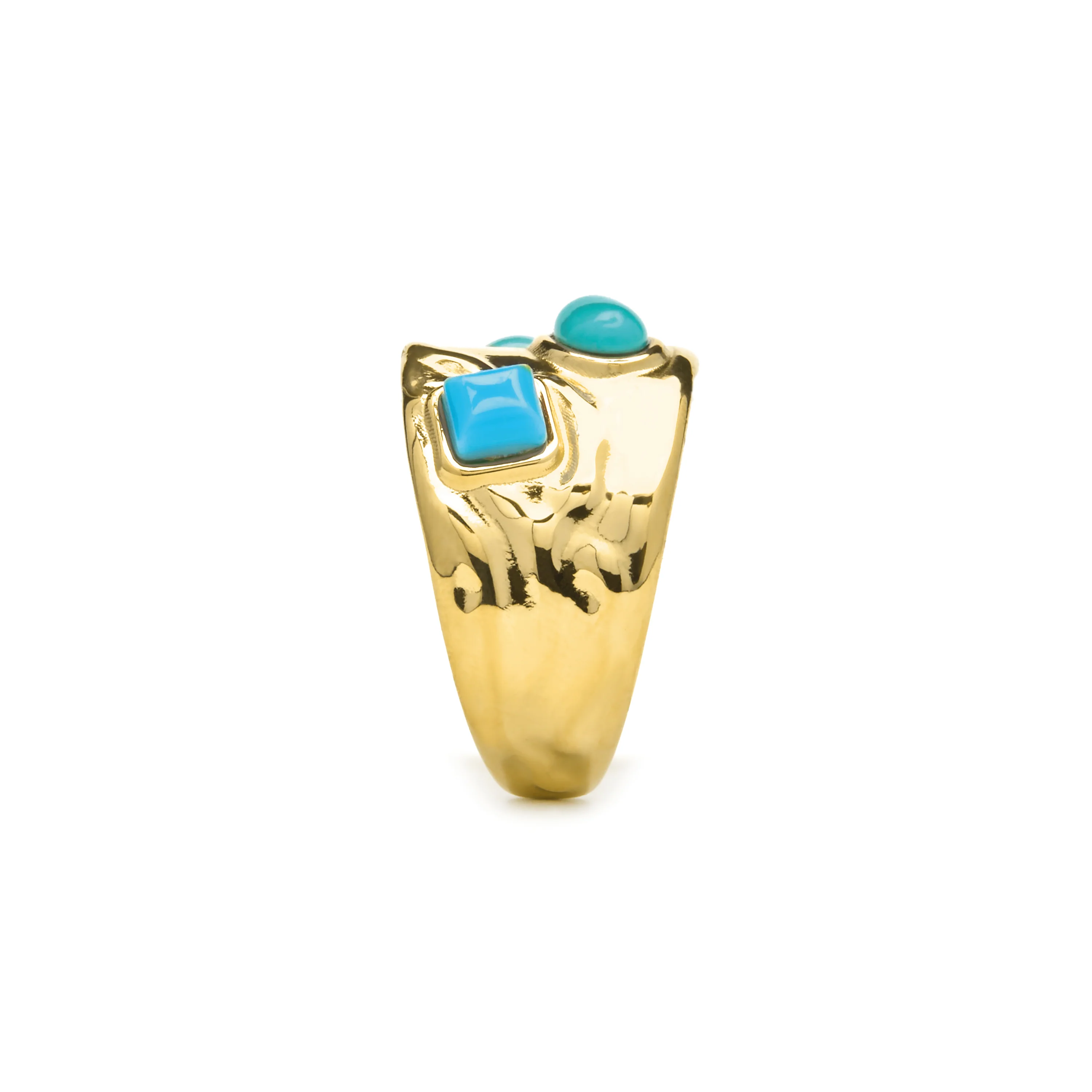 Anillo acabado oro amarillo de 18k y Turquesa - Rekbas - Image 3