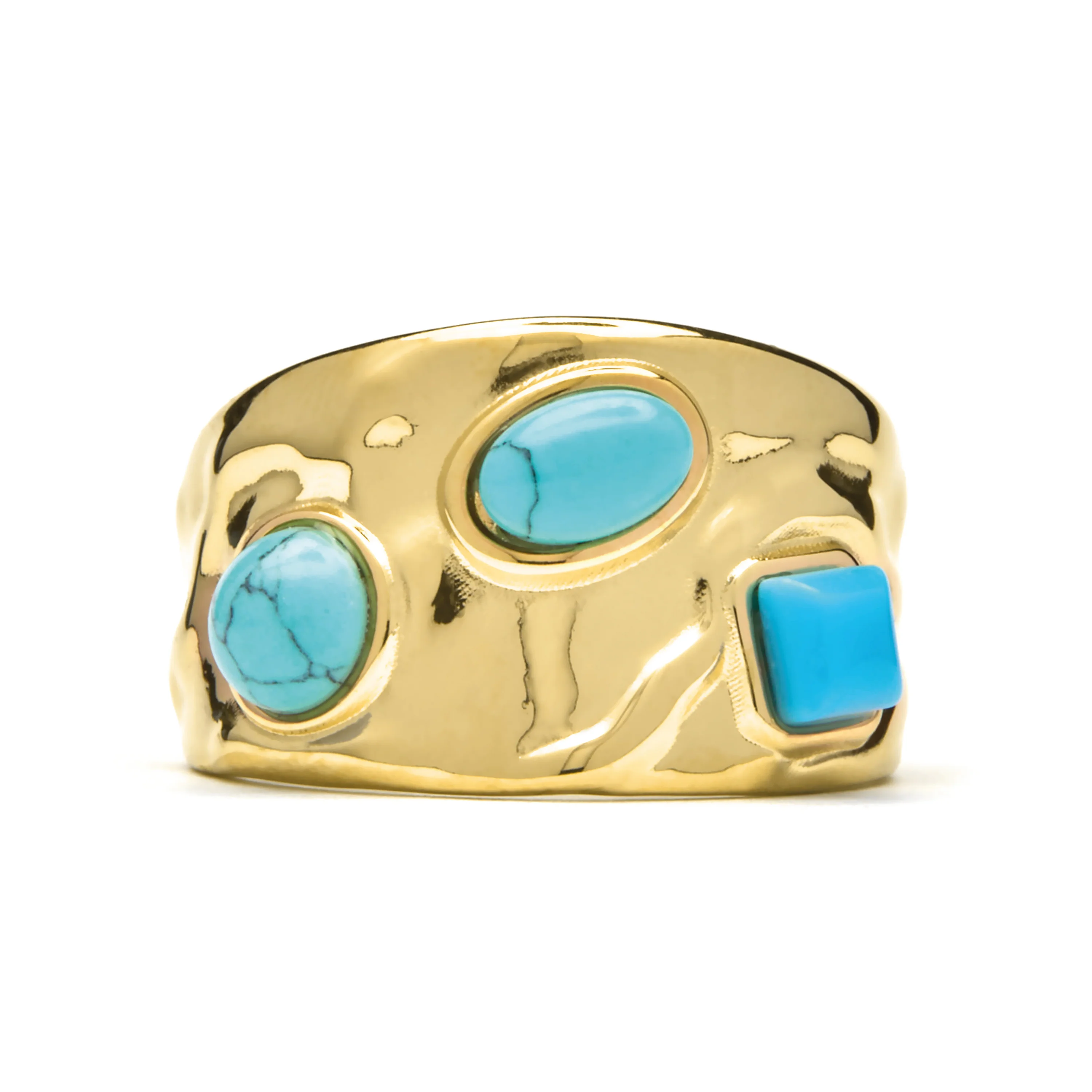 Anillo acabado oro amarillo de 18k y Turquesa - Rekbas - Image 4