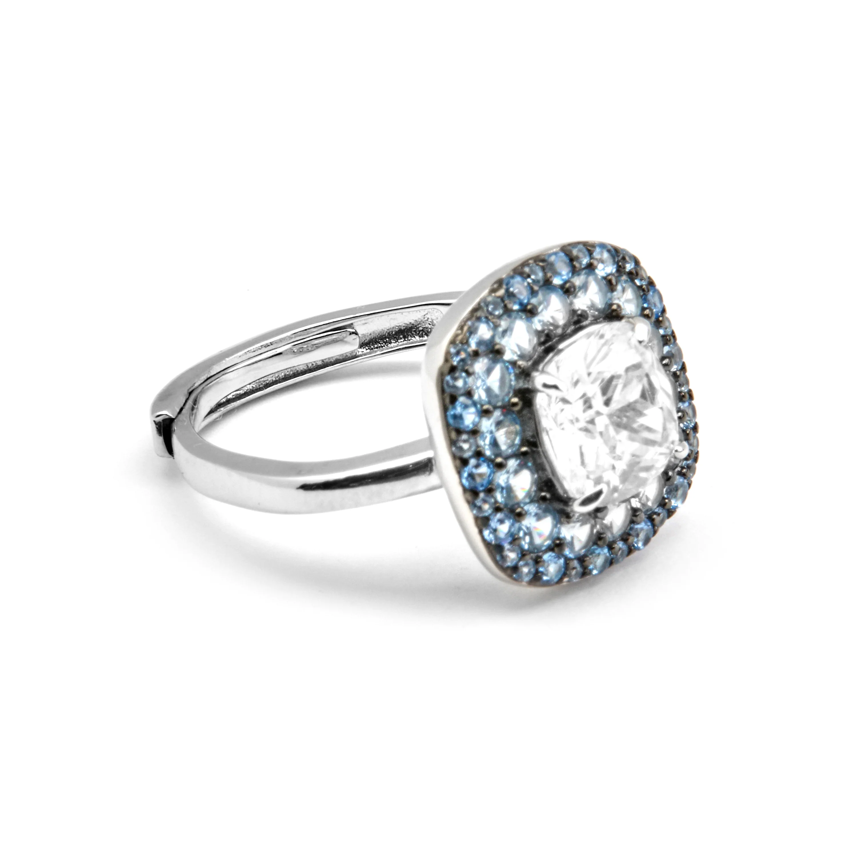 Anillo de Plata de Ley 925 y Circonita Topacio Azul acabado en rodio - Salug - Image 3