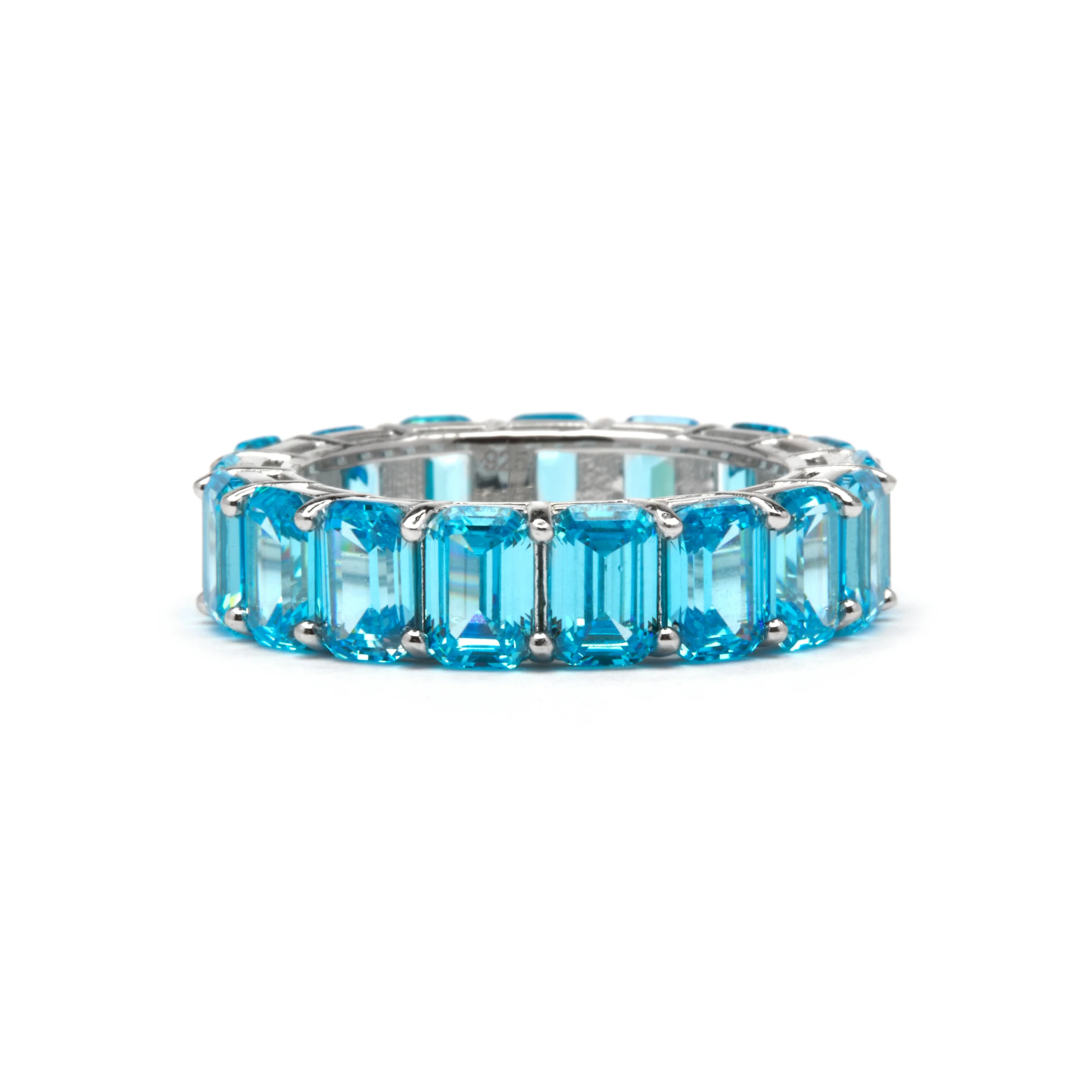 Anillo de Plata de Ley 925 y Circonita Topacio Azul acabado rodio - Syruo - Image 5