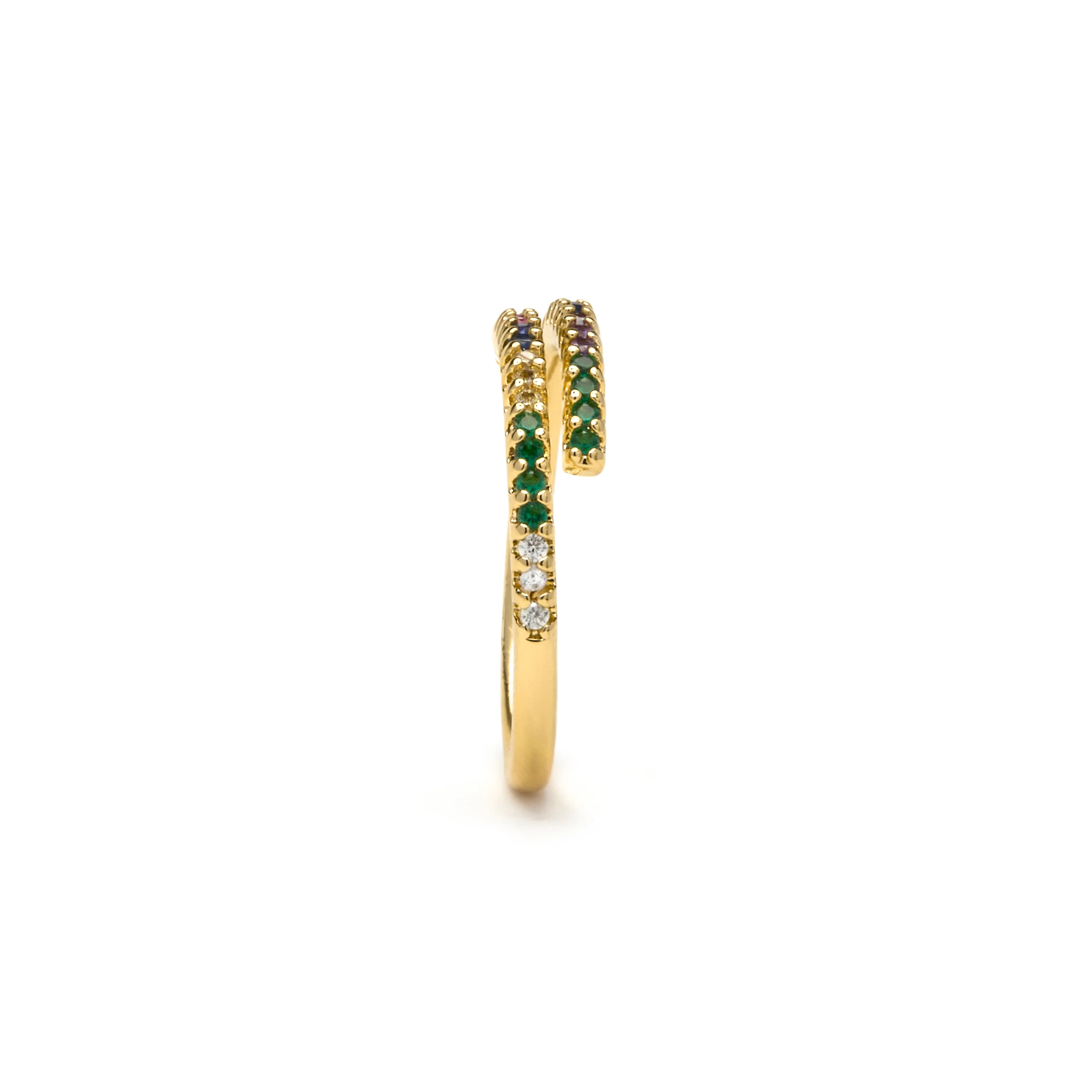 Anillo con Circonita Multicolor acabado oro 18k - Tazel - Image 3