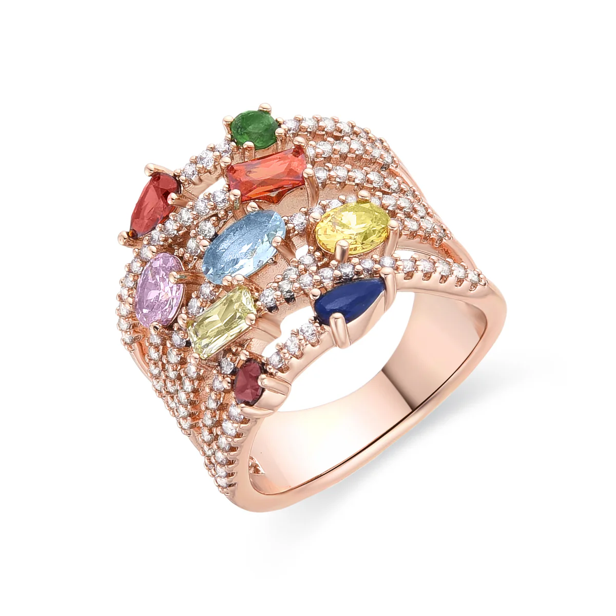 Anillo Tiluh acabado en oro amarillo de 18K - Tiluh MULTICOLOR