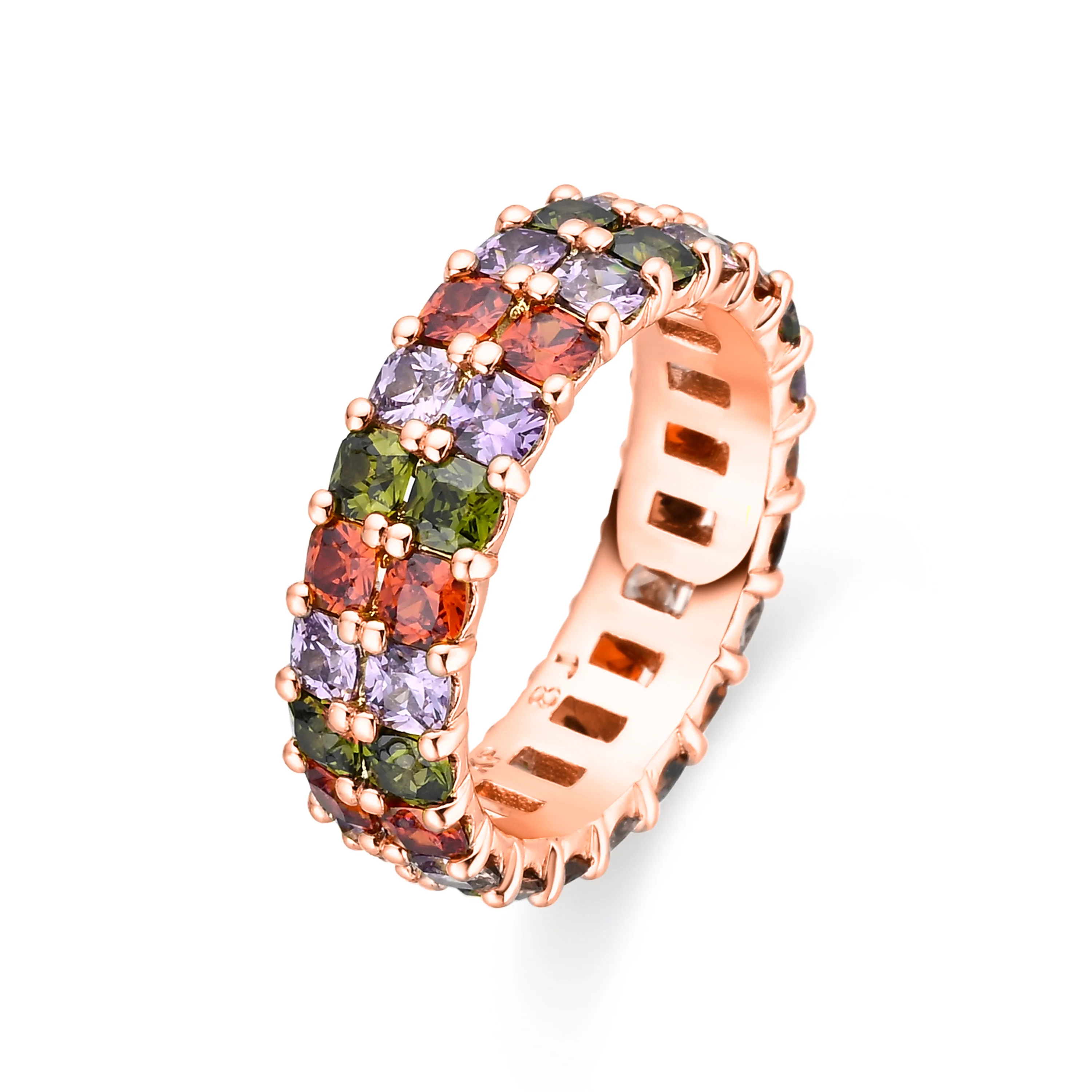 Anillo de Circonita Multicolor acabado en oro amarillo de 18k - Tomi