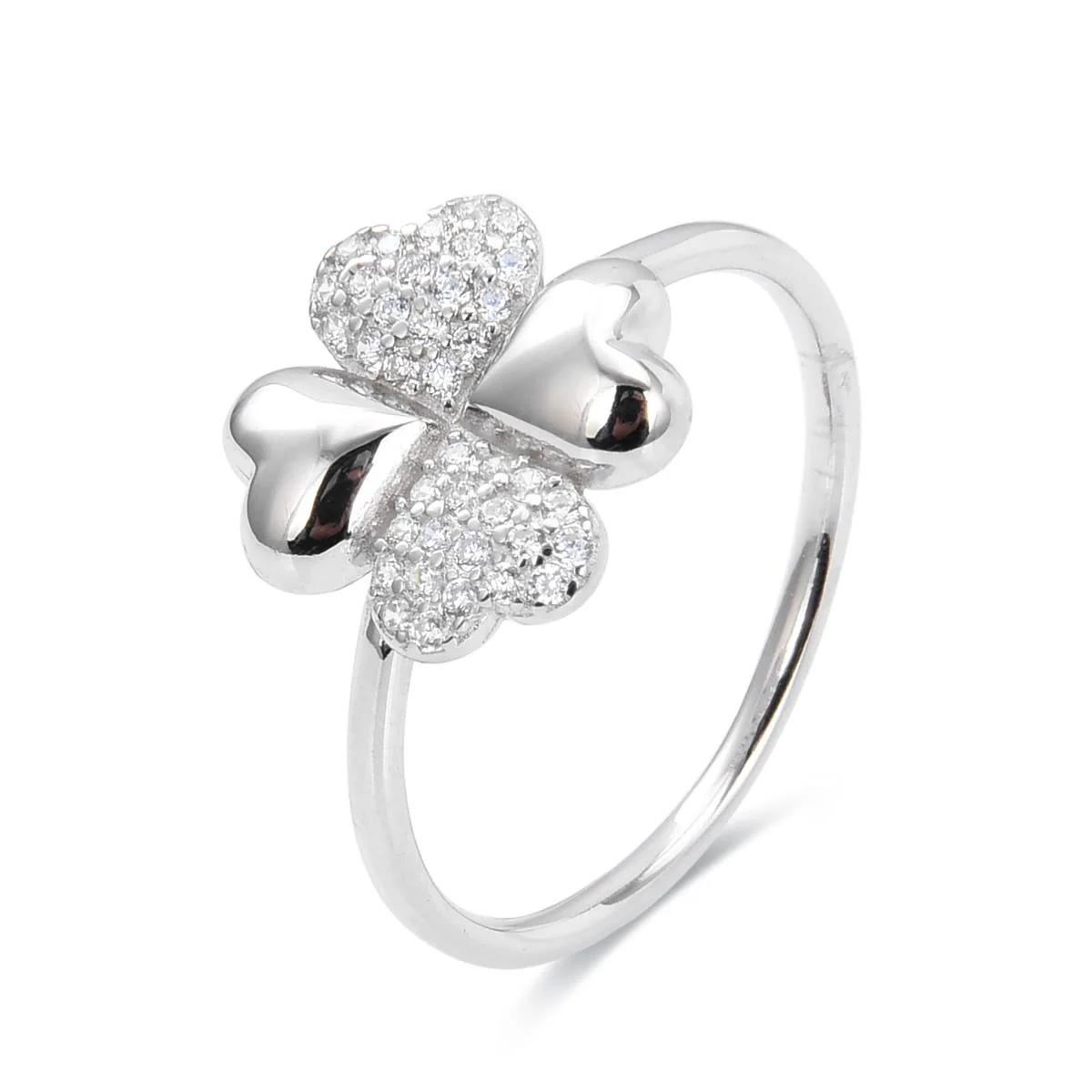 Anillo Trébol Plata De Ley 925 - Trébol BLANCO