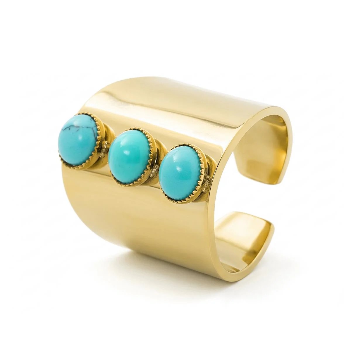 Anillo de Turquesa acabado en oro amarillo de 18k - Isum