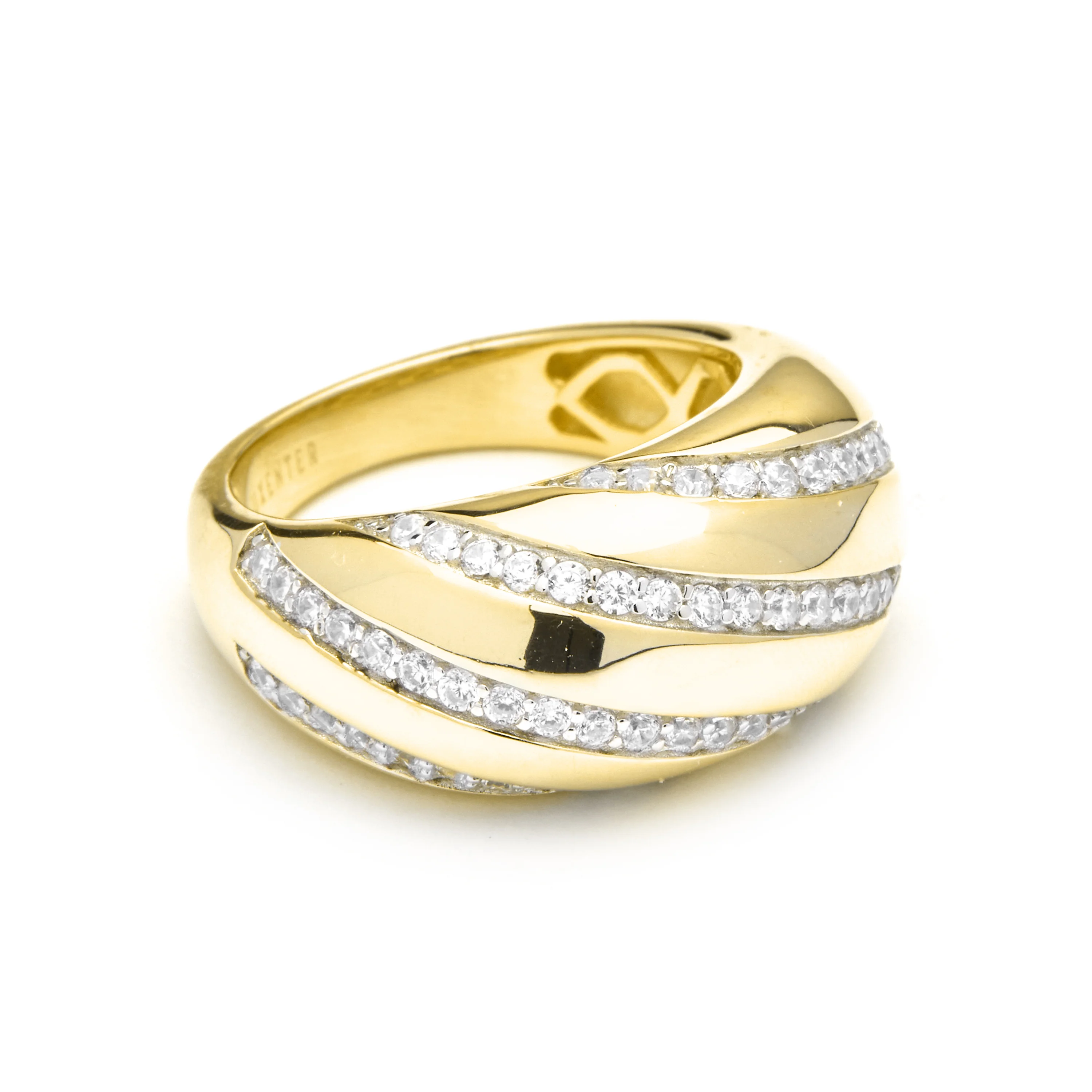 Anillo de Plata de Ley 925 y Circonita Brillante acabado oro 18k - Vikai - Image 3