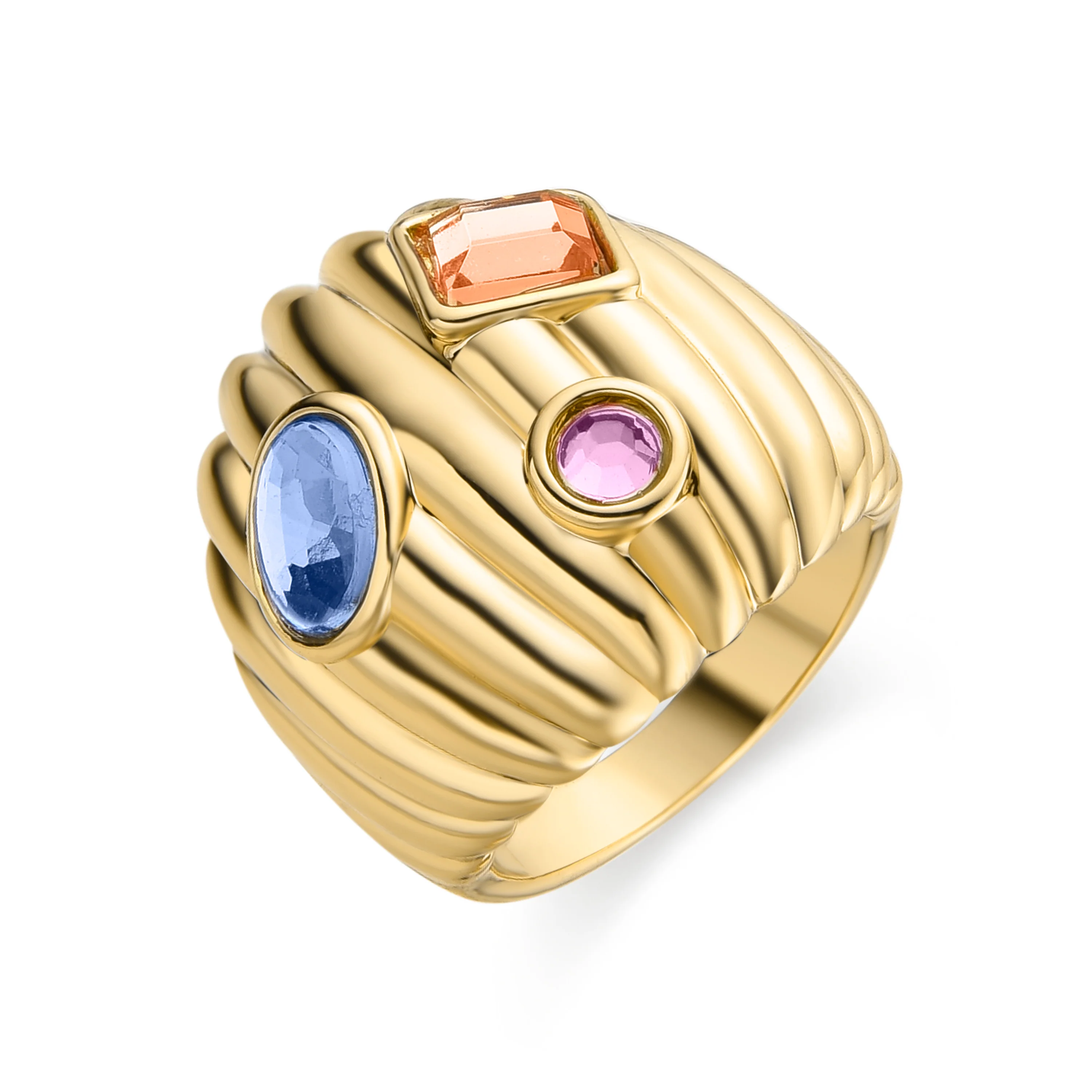 Anillo de Cristal Multicolor acabado en oro amarillo 18K - Wenya