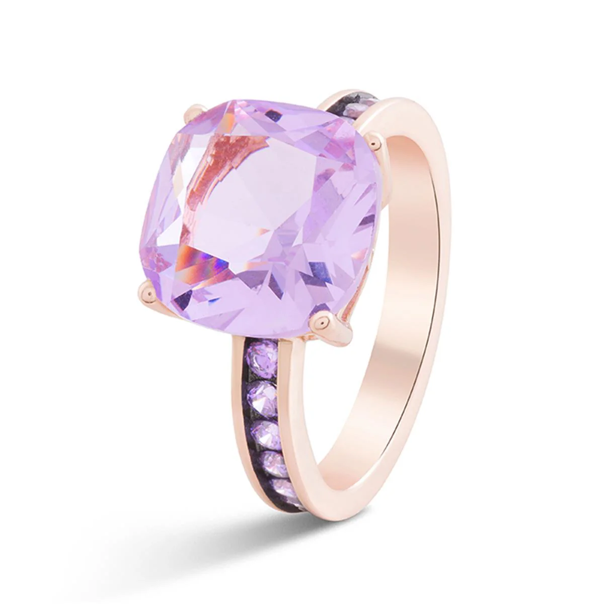 Anillo Xephass plata, Oro rosa y Moraganita Cz - Xephass MORADO