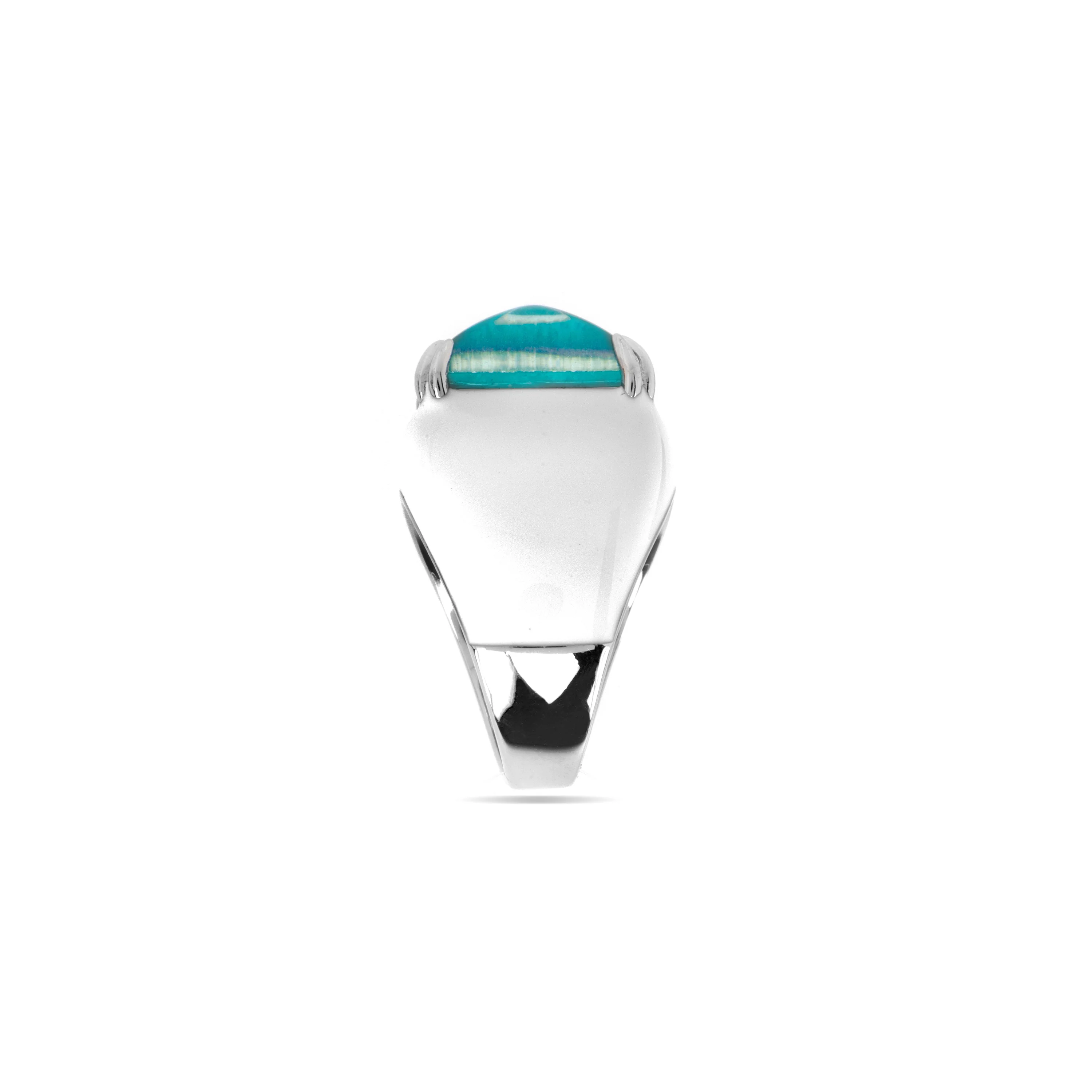 Anillo de Plata de Ley 925 y Cuarzo Hidrotermal Verde Paraiba acabado rodio - Zadsi - Image 3
