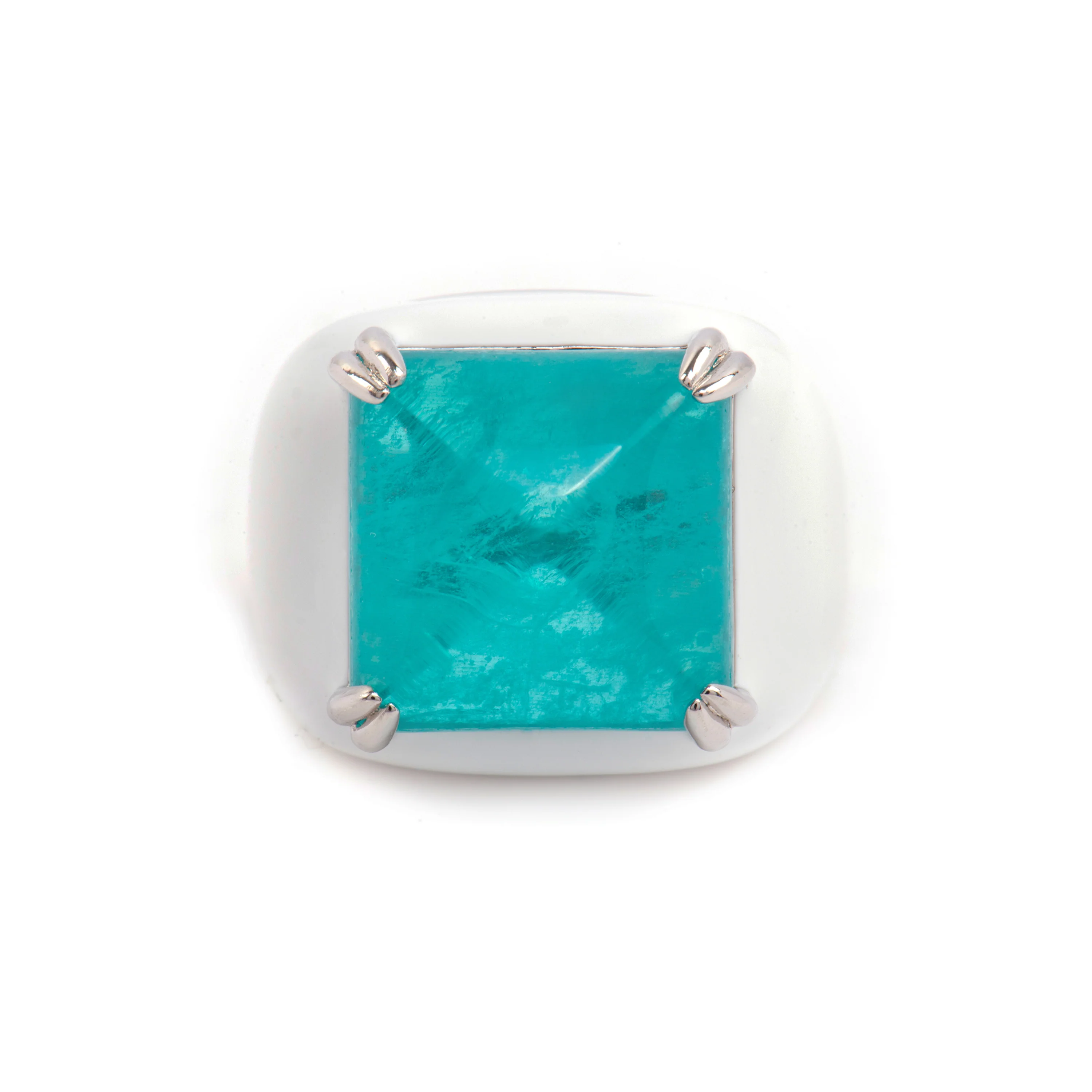 Anillo de Plata de Ley 925 y Cuarzo Hidrotermal Verde Paraiba acabado rodio - Zadsi - Image 5