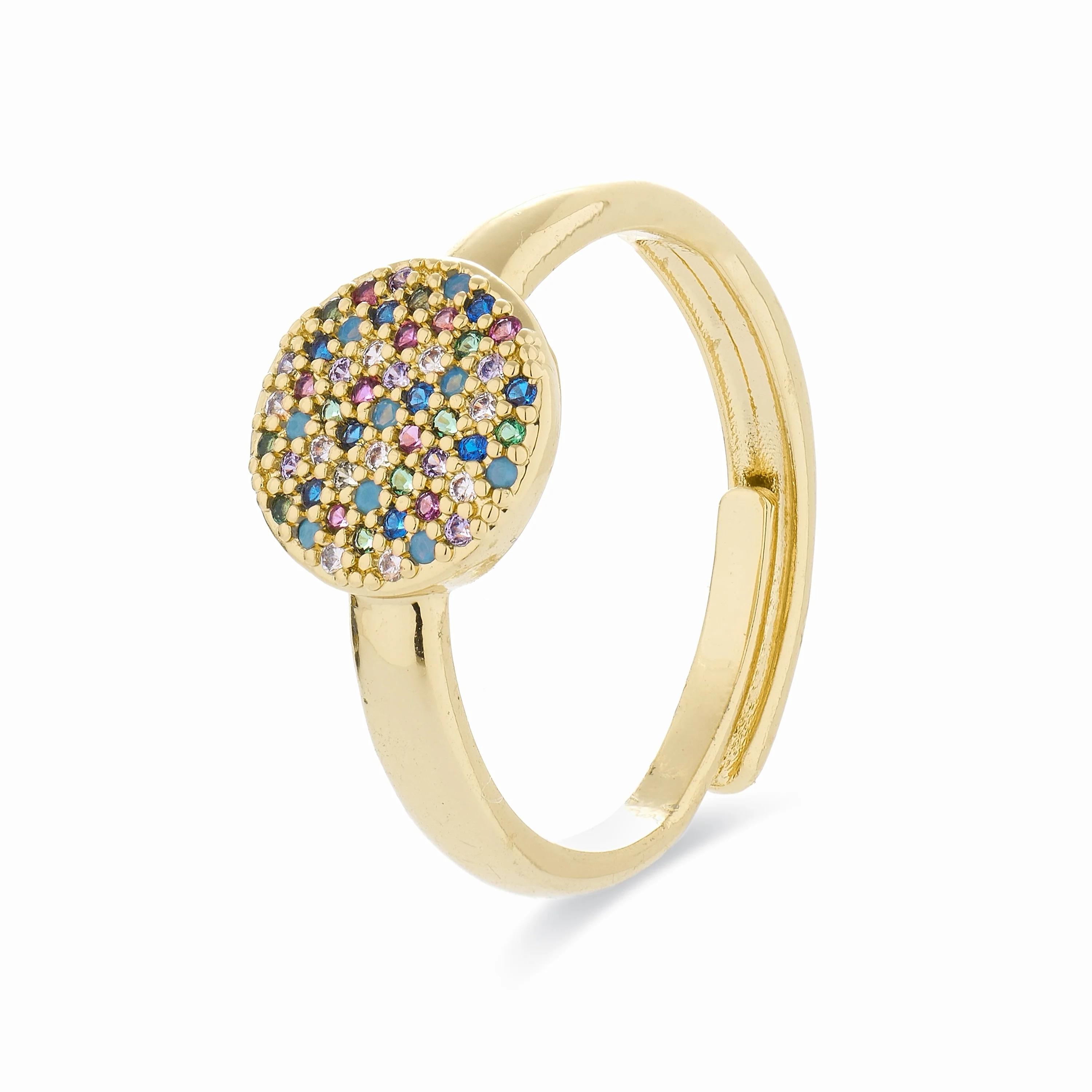Anillo con Circonita Multicolor acabado en oro amarillo de 18K - Cuix