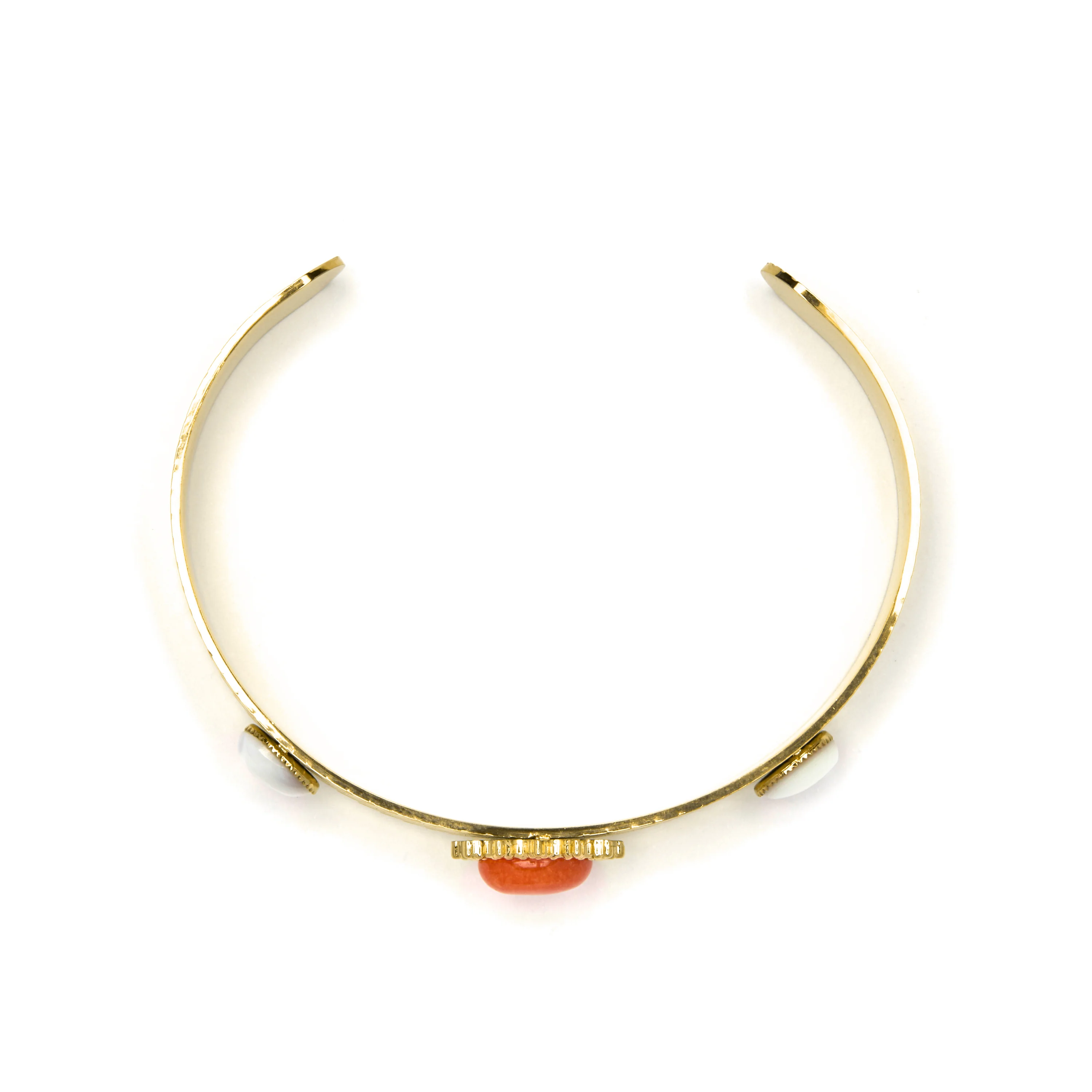 Brazalete acabado oro amarillo de 18k y Madreperla Blanca - Romou - Image 3