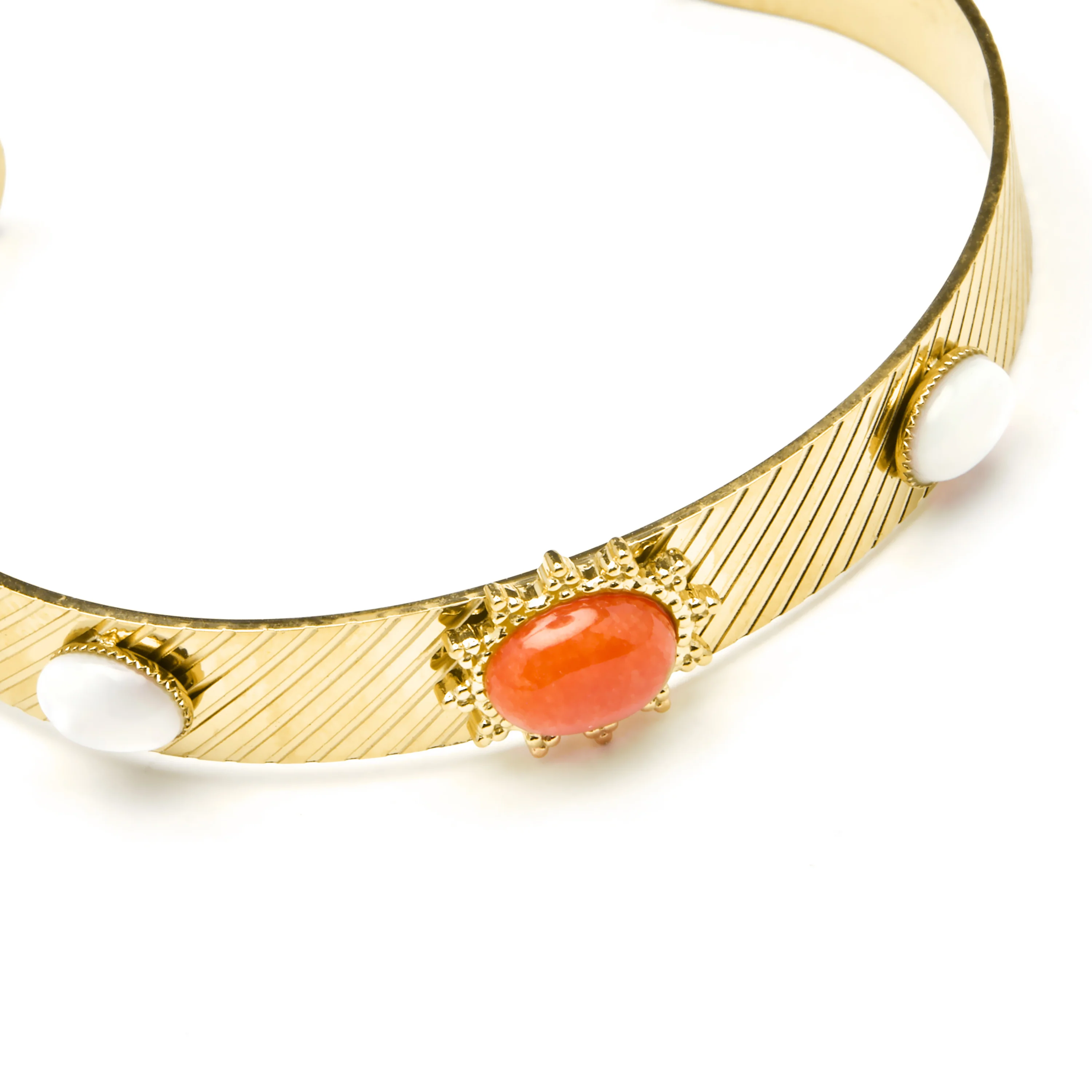 Brazalete acabado oro amarillo de 18k y Madreperla Blanca - Romou - Image 4