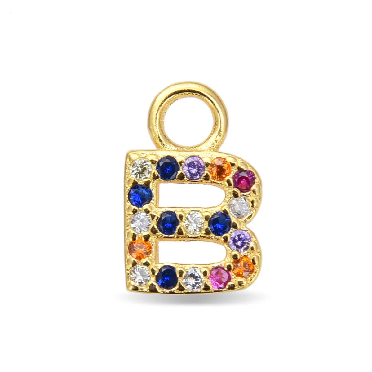 Colgante B De Plata De Ley 925 Con Baño De Oro Ama - B MULTICOLOR