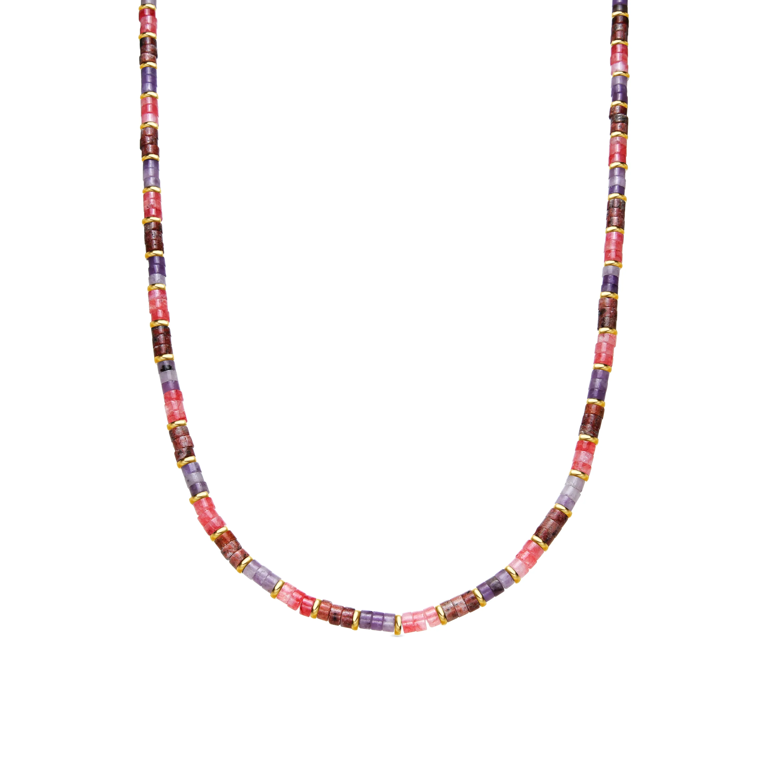 Collar de Plata de Ley 925 y Amatista Natural acabado oro amarillo de 18k - Abolg