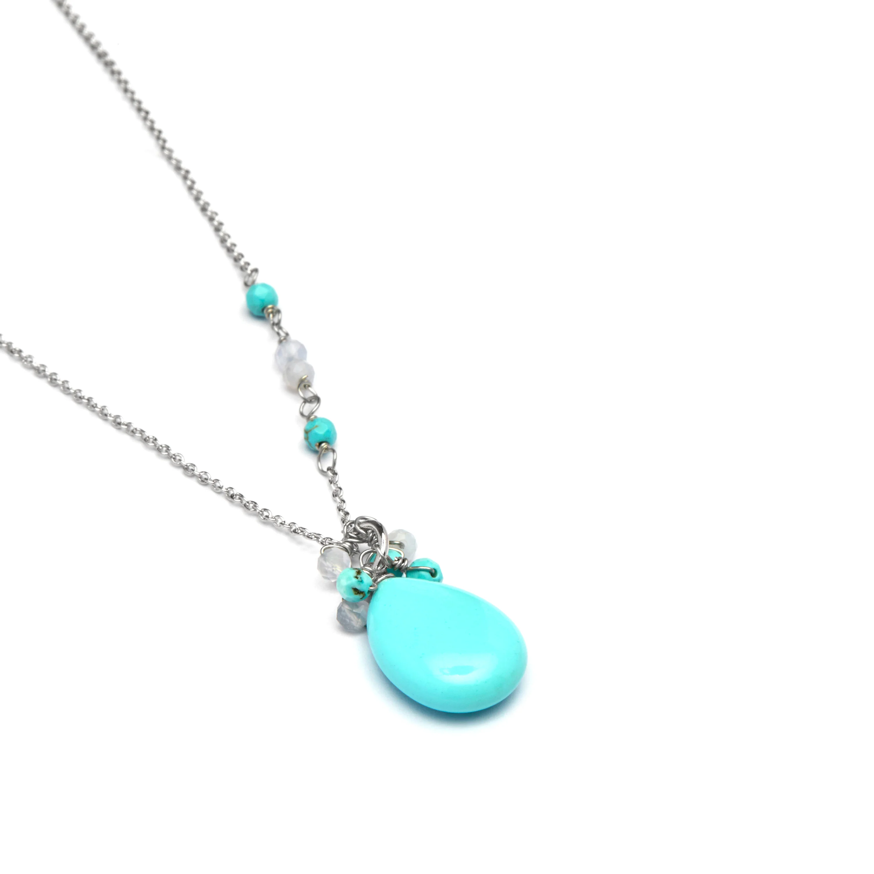 Collar de Turquesa acabado en rodio - Adak - Image 4
