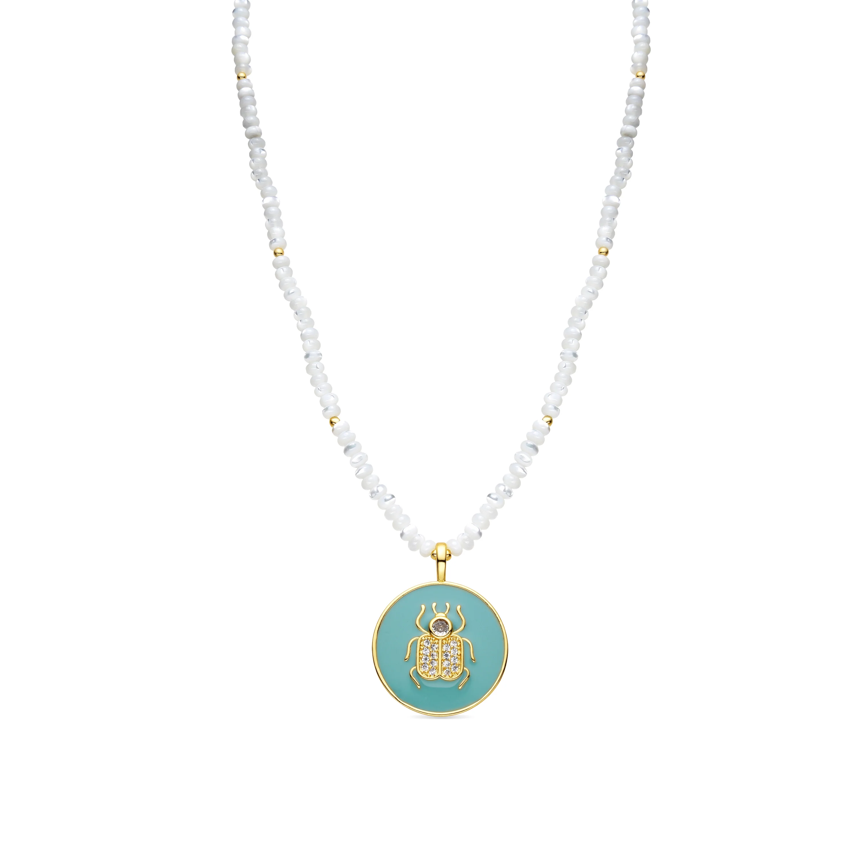 Collar acabado oro amarillo de 18k y Madreperla Blanca - Adea