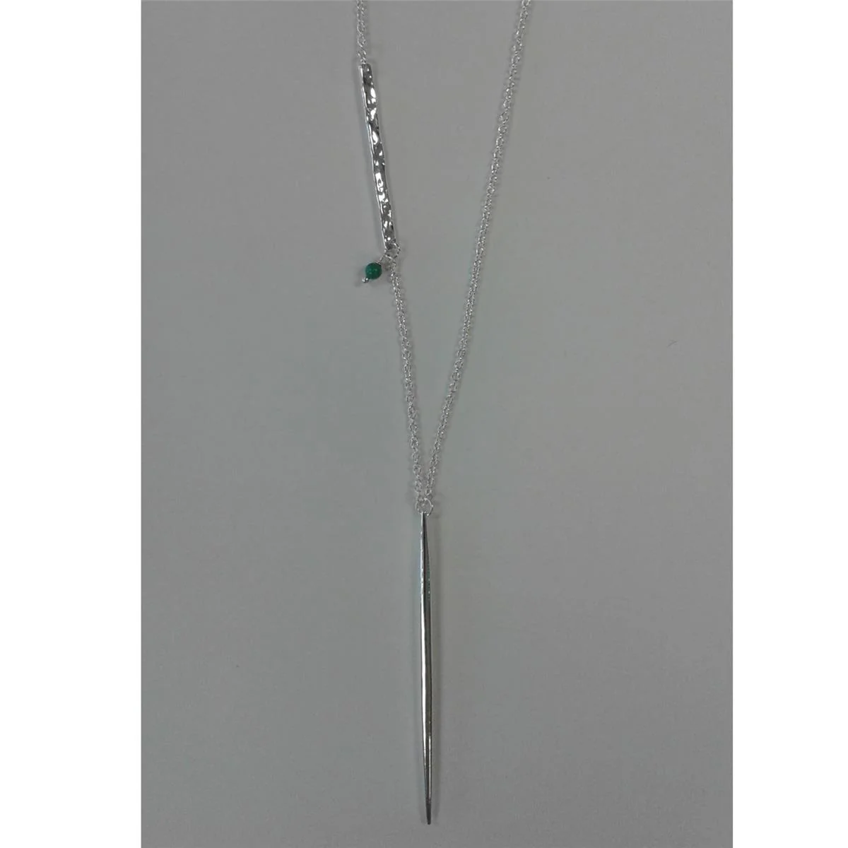 Collar Aguja acabado en Rodio - Aguja AZUL