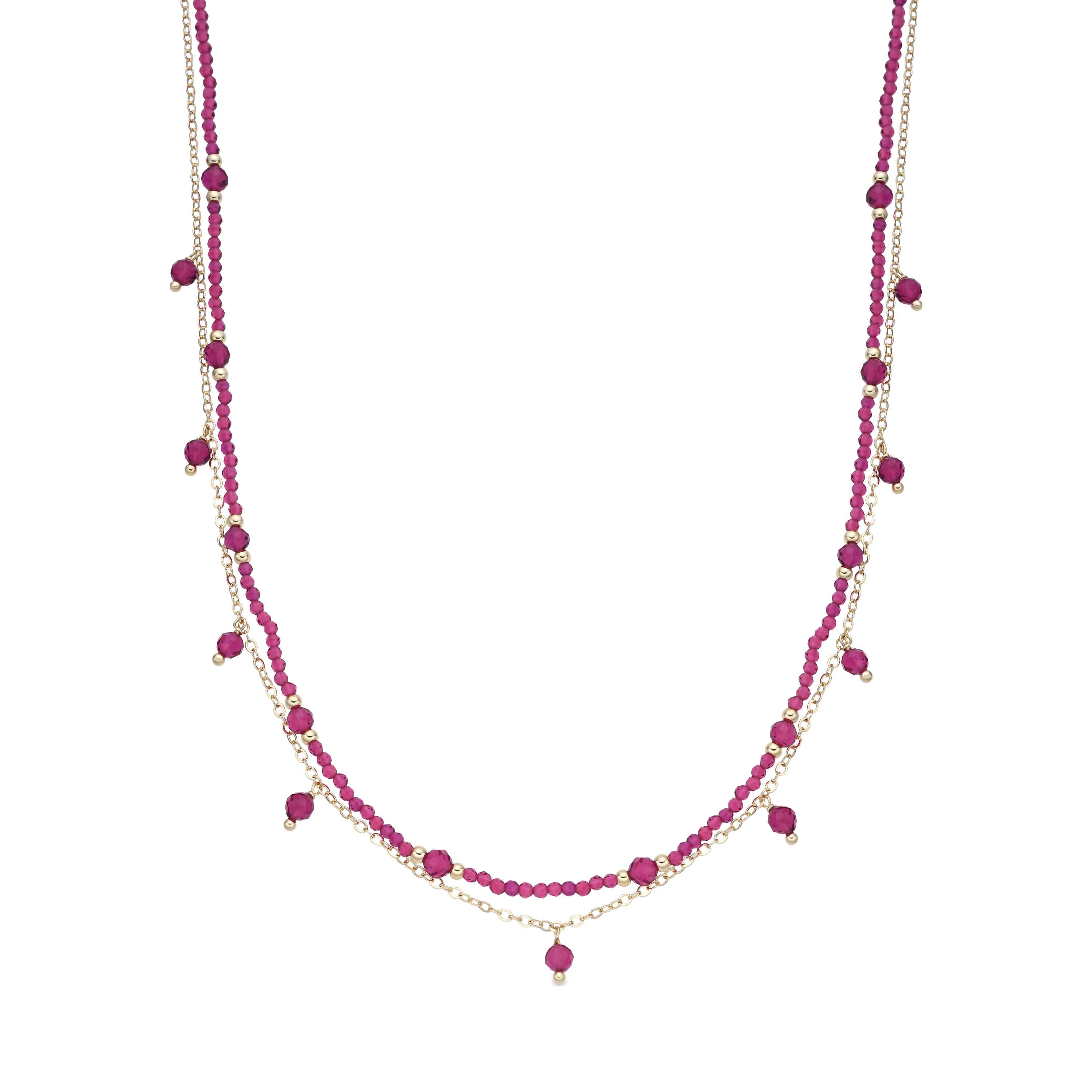 Collar de Cristal Rosa acabado en oro amarillo 18k - Aira
