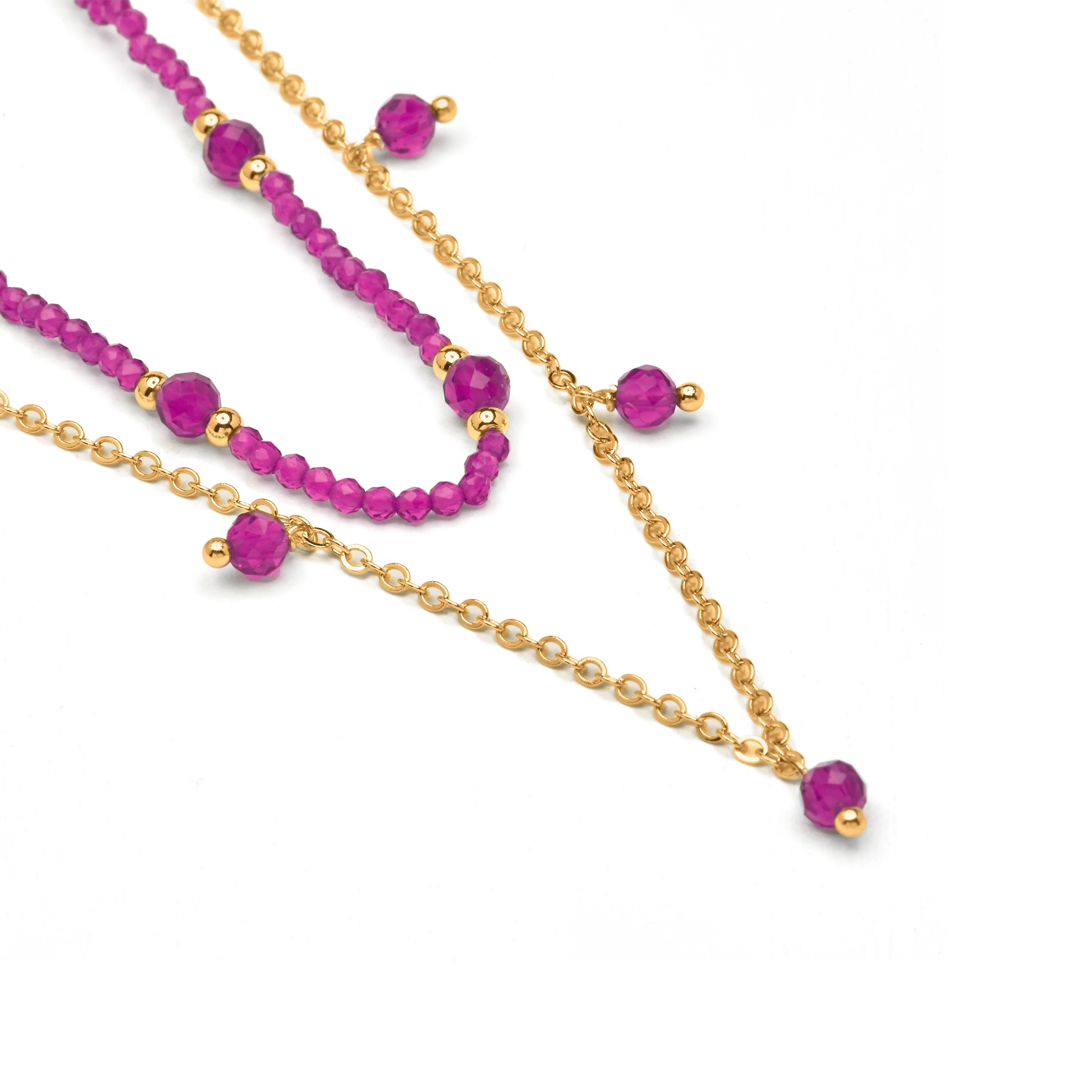 Collar de Cristal Rosa acabado en oro amarillo 18k - Aira - Image 5
