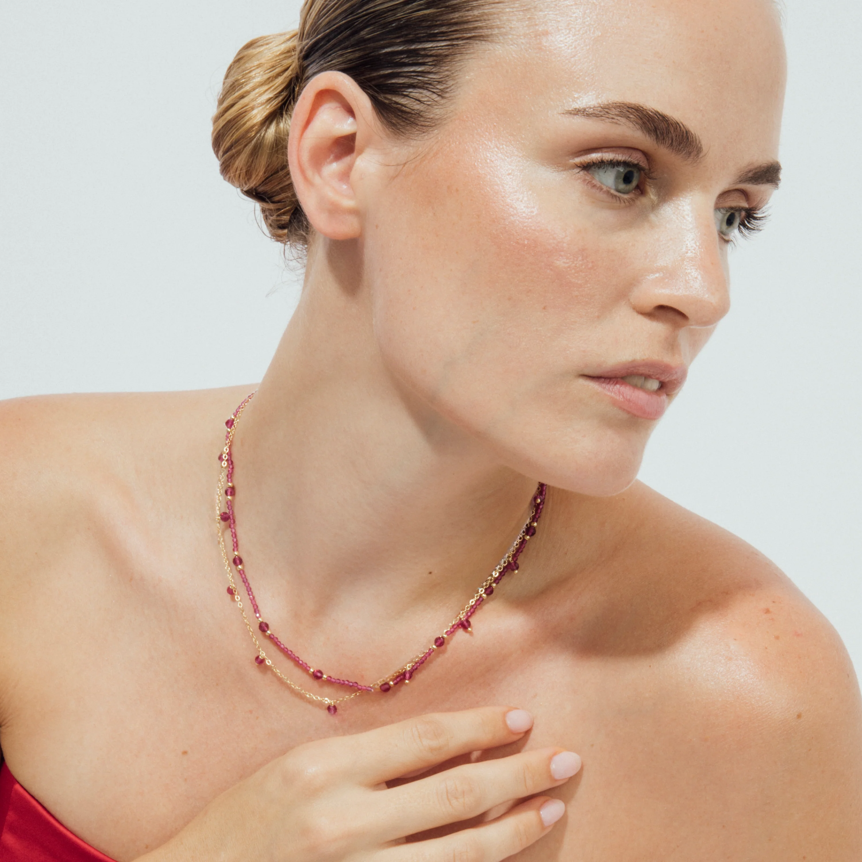 Collar de Cristal Rosa acabado en oro amarillo 18k - Aira - Image 6