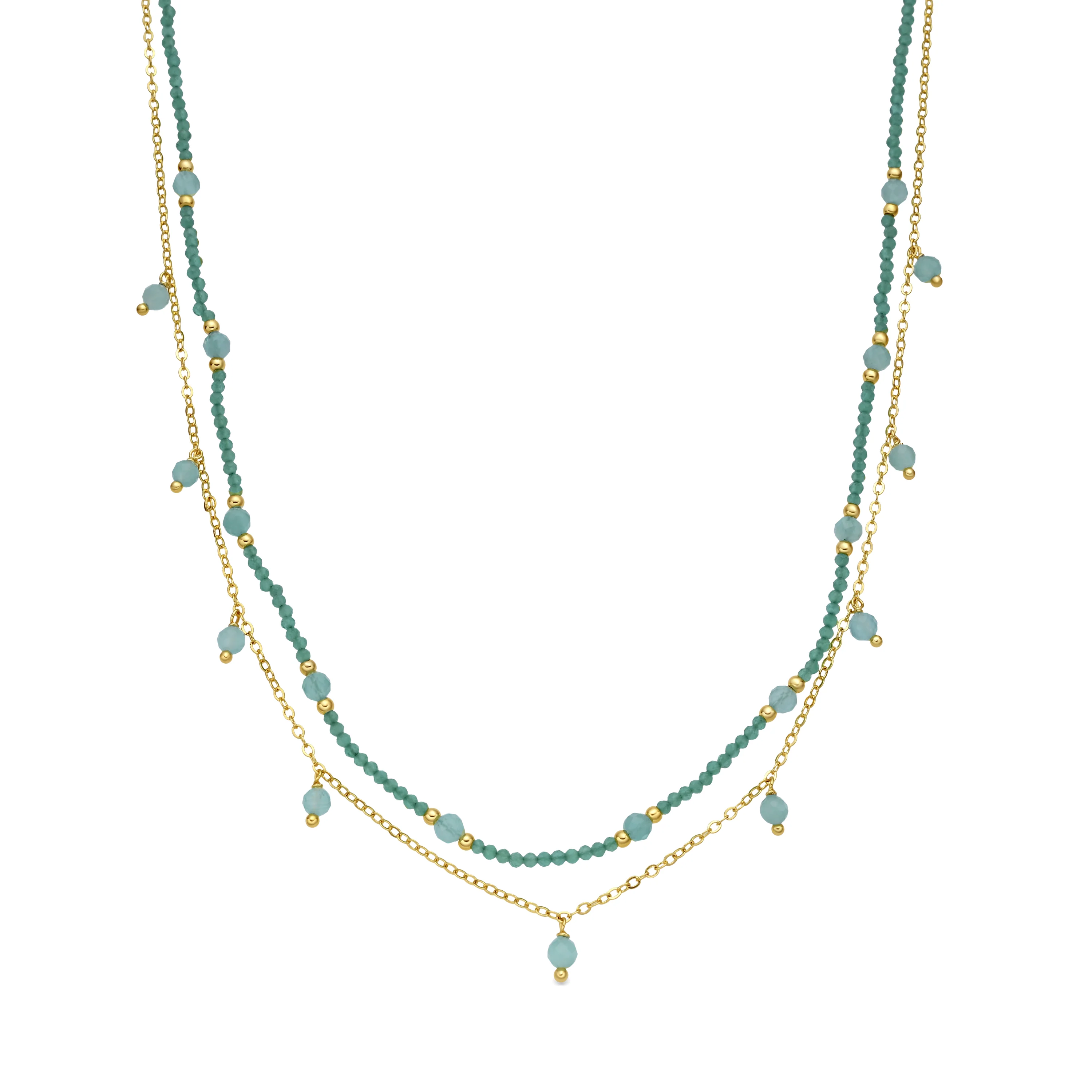 Collar de Cristal Verde acabado en oro amarillo 18k - Aira