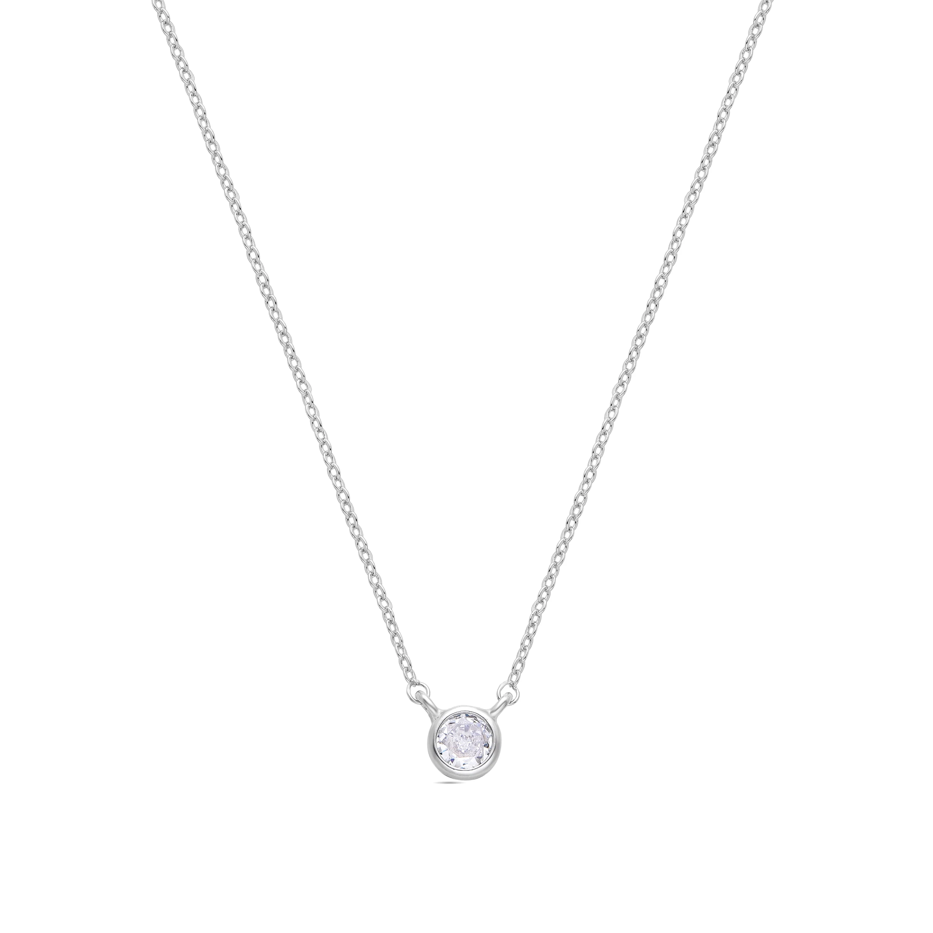 Collar de Circonita Brillante acabado en rodio - Akele