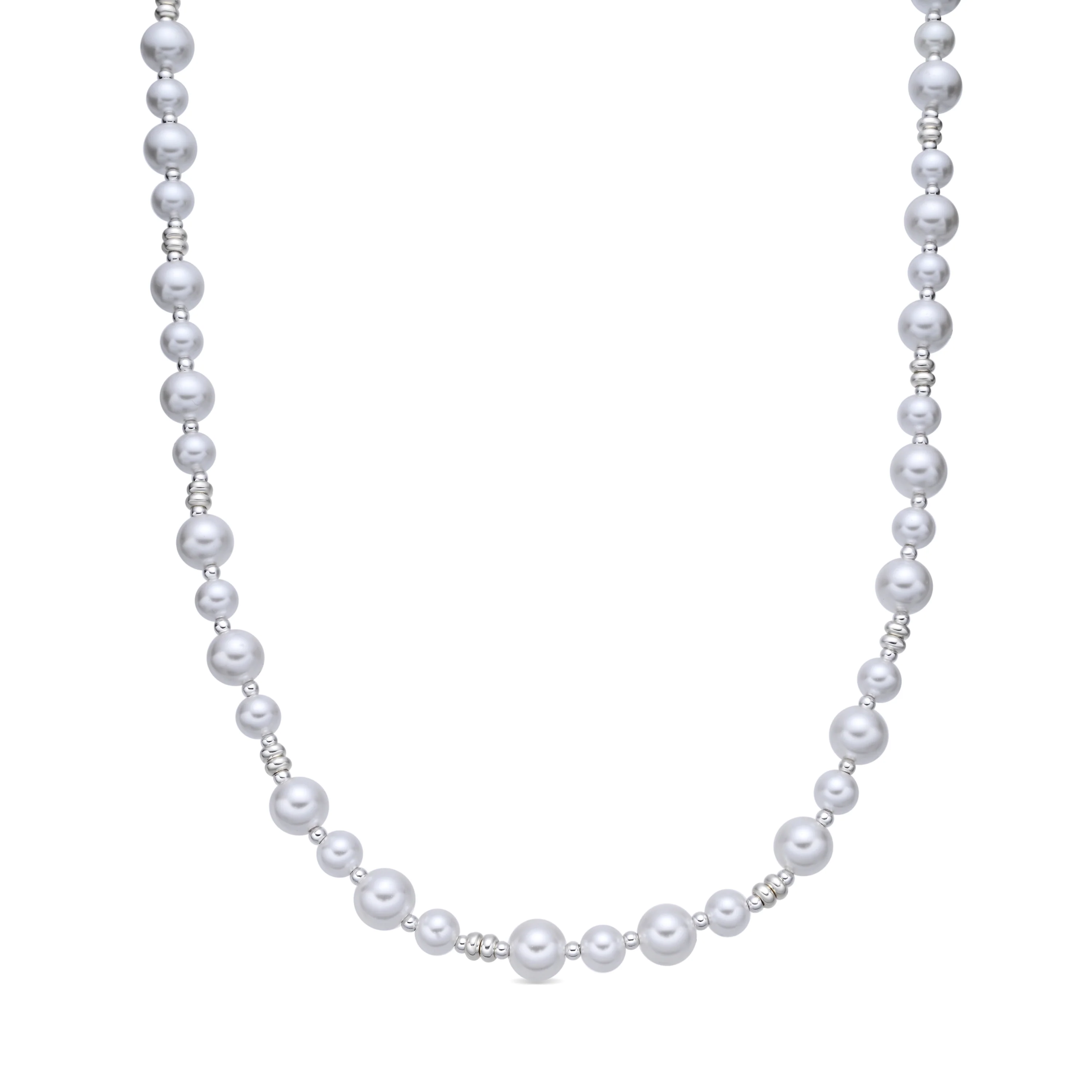 Collar de Perla Blanca acabado en rodio - Akio
