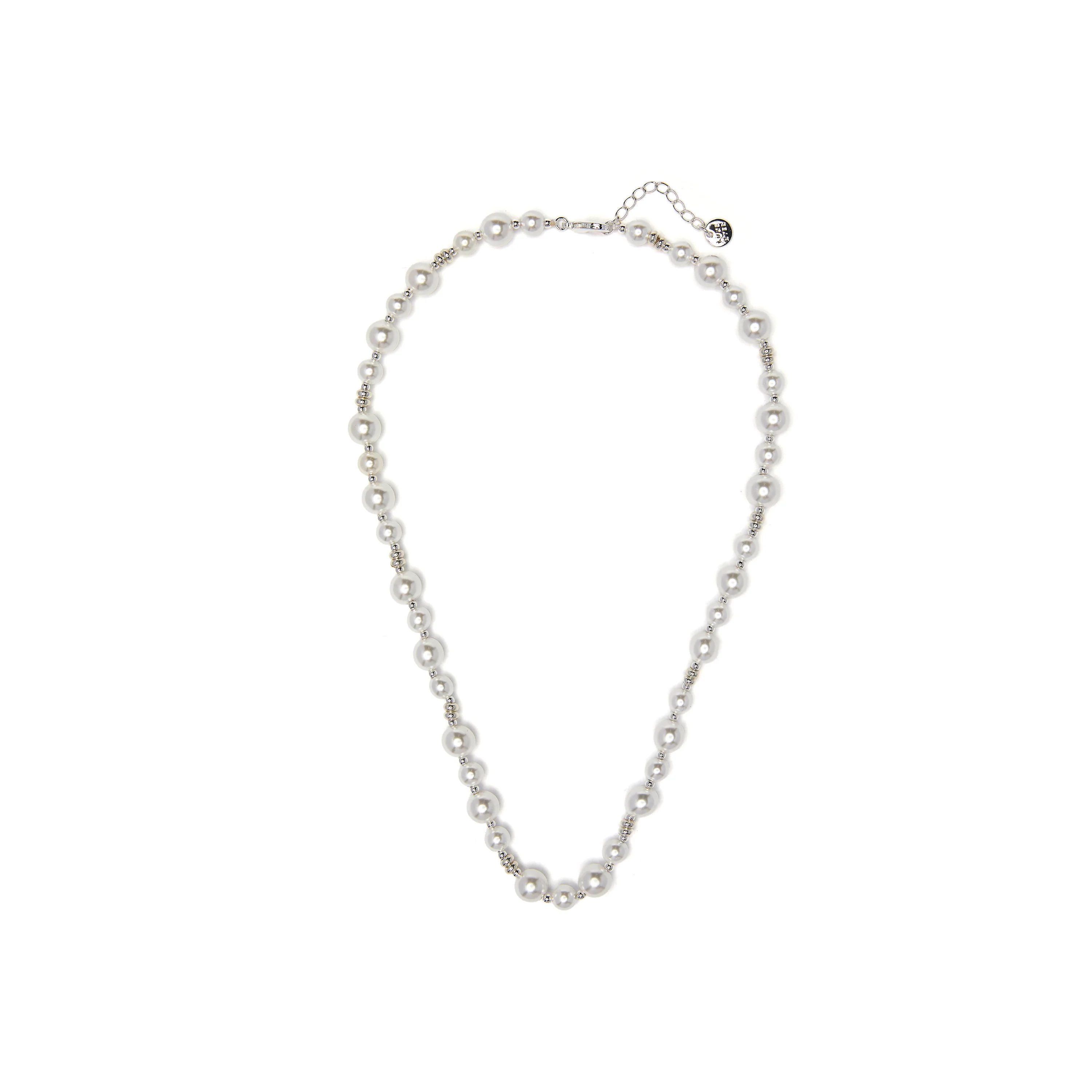 Collar de Perla Blanca acabado en rodio - Akio - Image 3