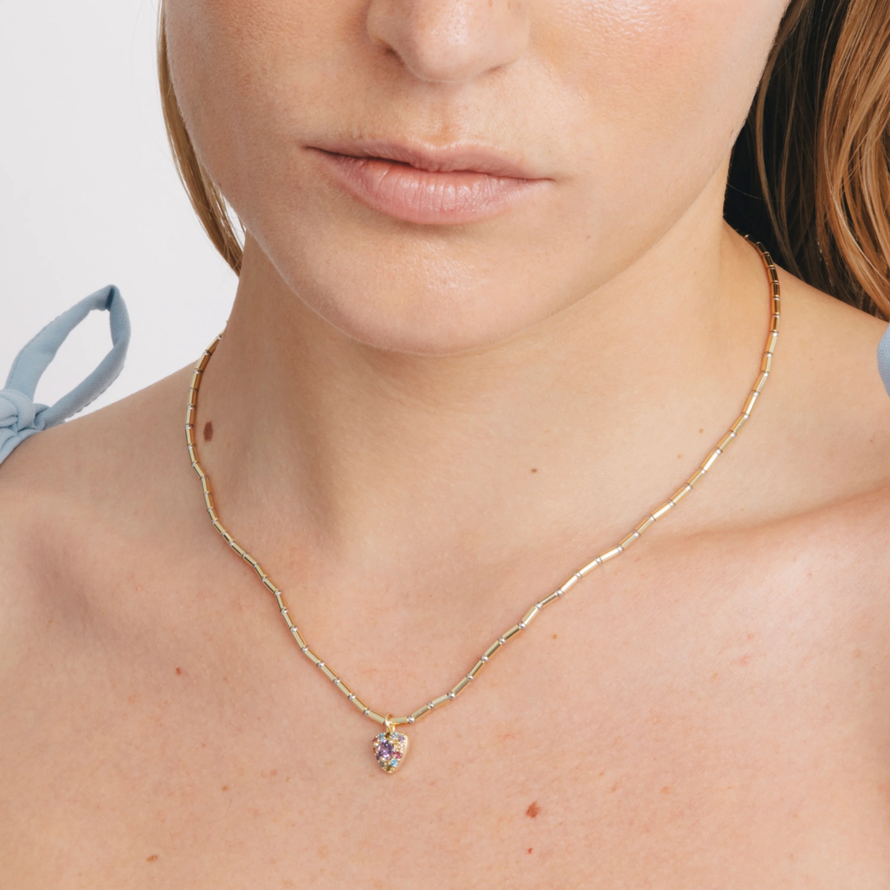 Collar de Plata de Ley 925 y Circonita Multicolor acabado en oro amarillo 18k - Aldra - Image 4