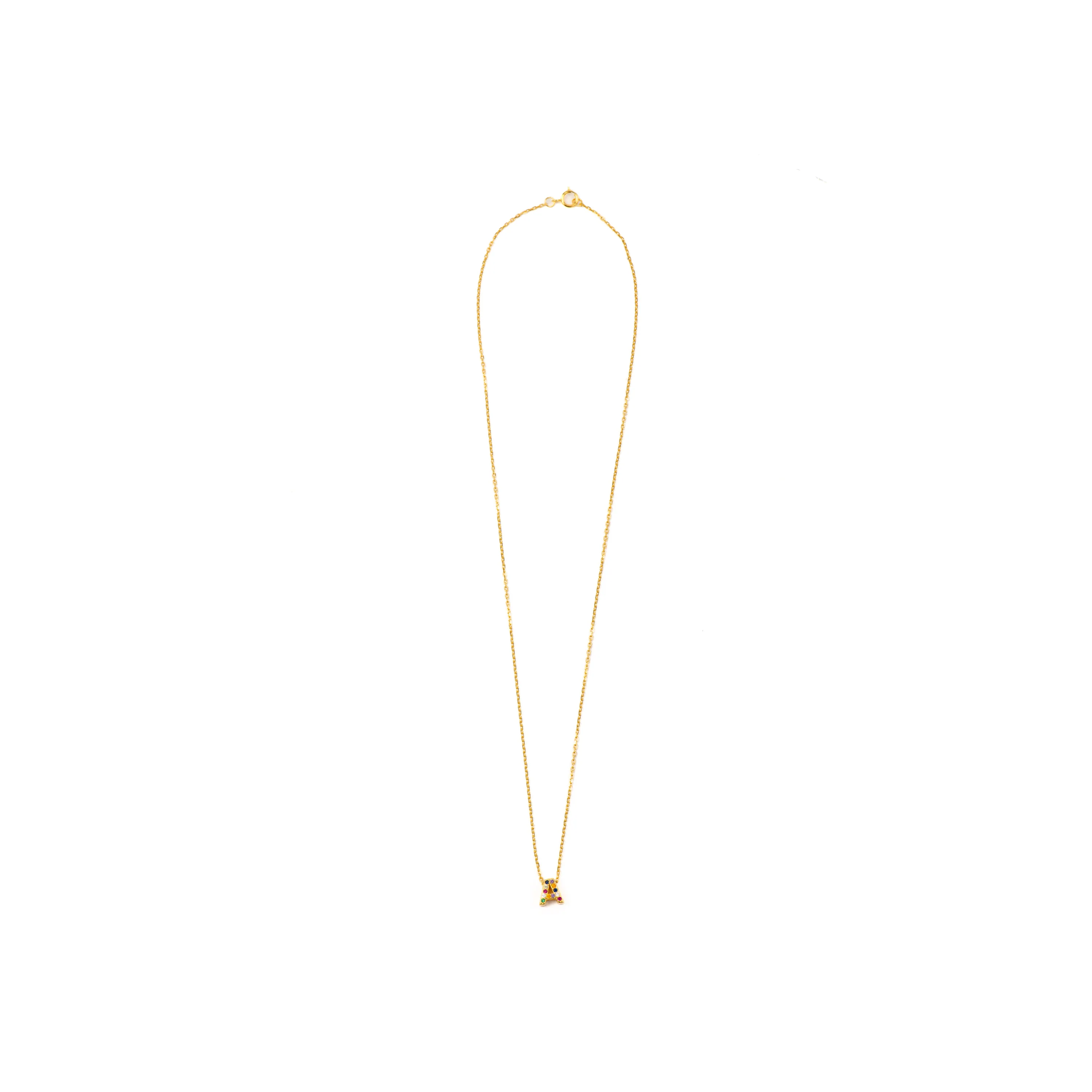 Collar de Plata de Ley 925 con Circonita Multicolor acabado en oro amarillo 18K - Alphabet - Image 4