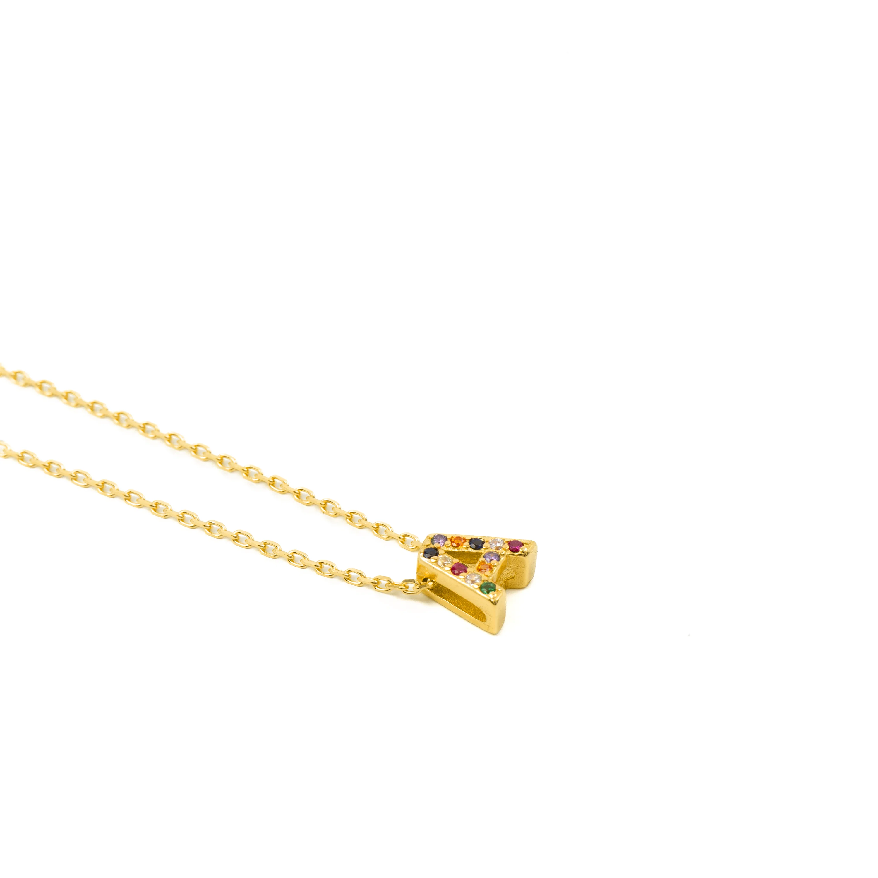 Collar de Plata de Ley 925 con Circonita Multicolor acabado en oro amarillo 18K - Alphabet - Image 6