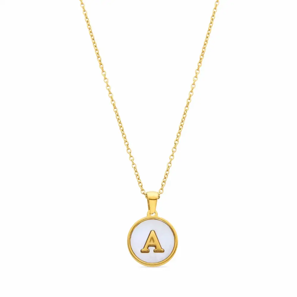 Collar de Madreperla Blanca acabado en oro amarillo 18K - Alphabet - Image 3